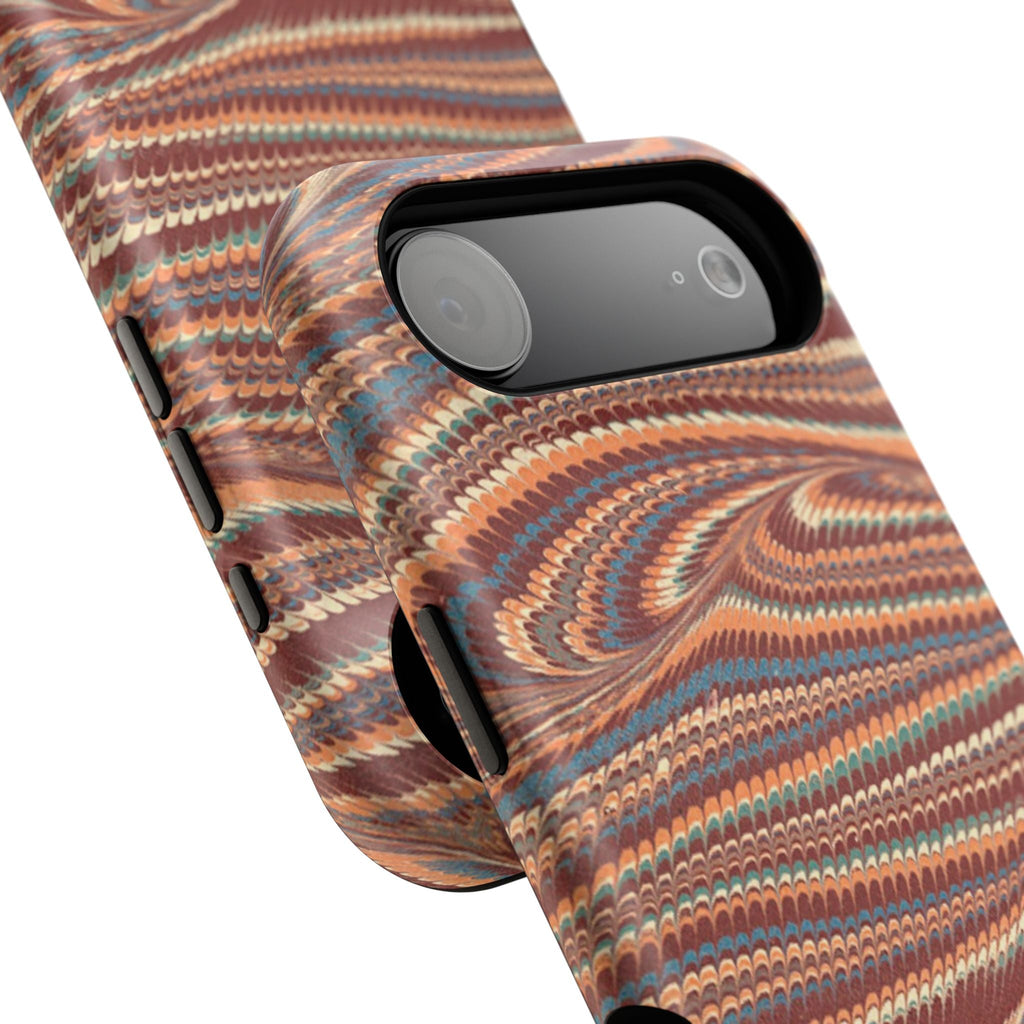 Neutrals Burgundy, Beige, Rust Hues Italian Vintage Marble Design Phone Case for Apple + Samsung
