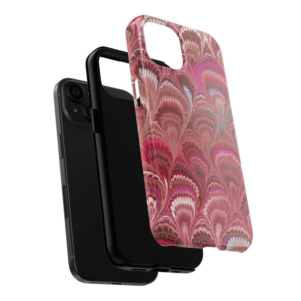 Pink Peacock Marble Italian Tough Phone Case — Durable Marbled Phone Case