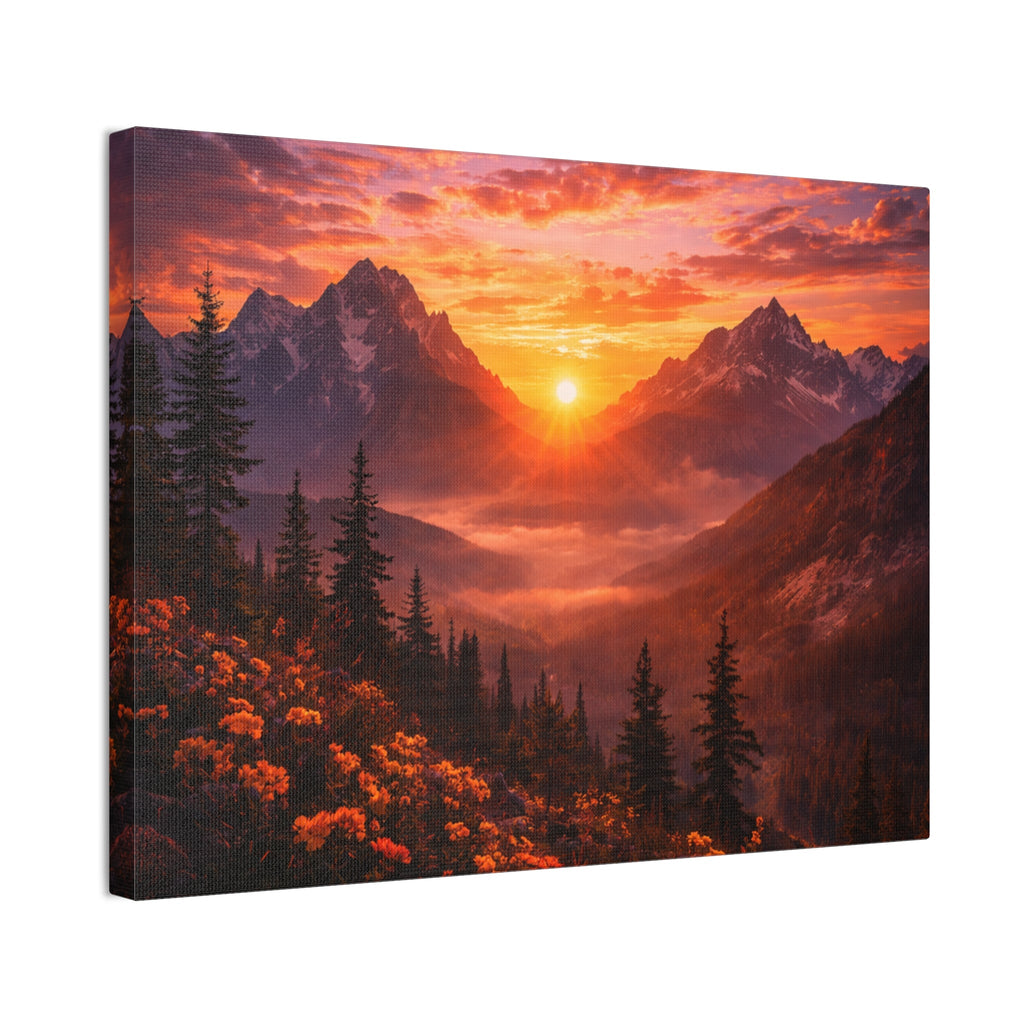 Sunset Mountain Canvas Wall Art — Majestic Alpine Sunrise Landscape