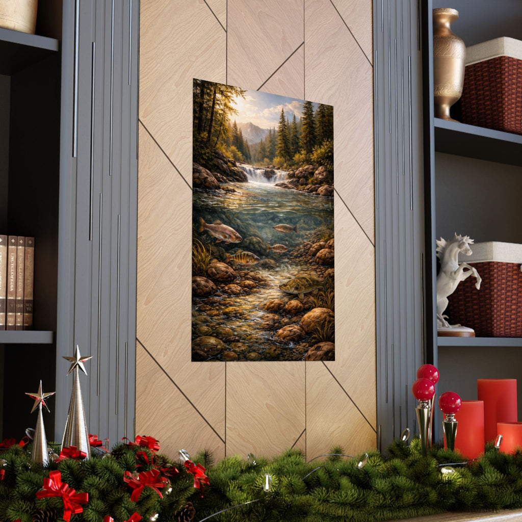 Scenic Trout Stream Matte Poster — Mountain River Landscape Wall Art
