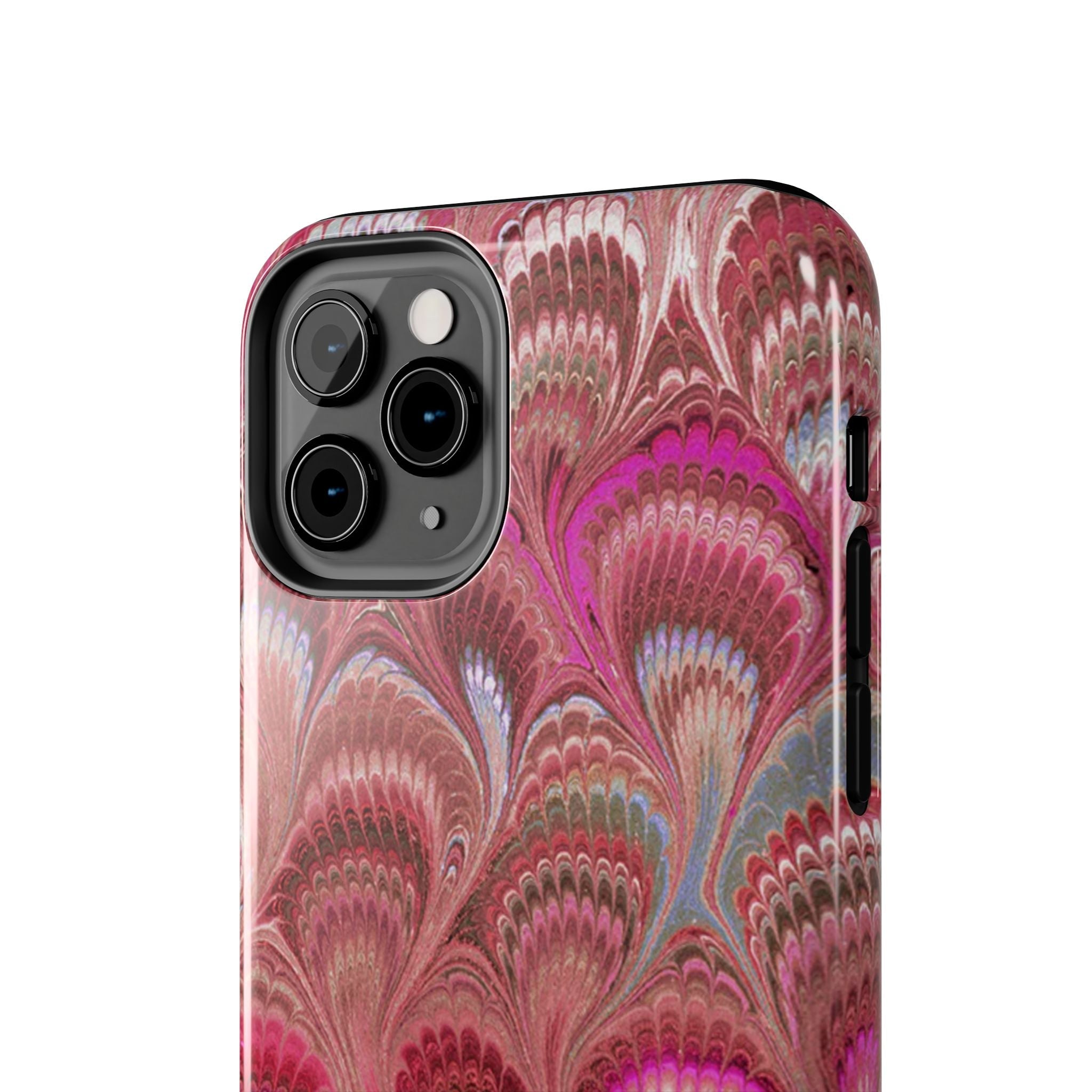 Pink Peacock Marble Italian Tough Phone Case — Durable Marbled Phone Case