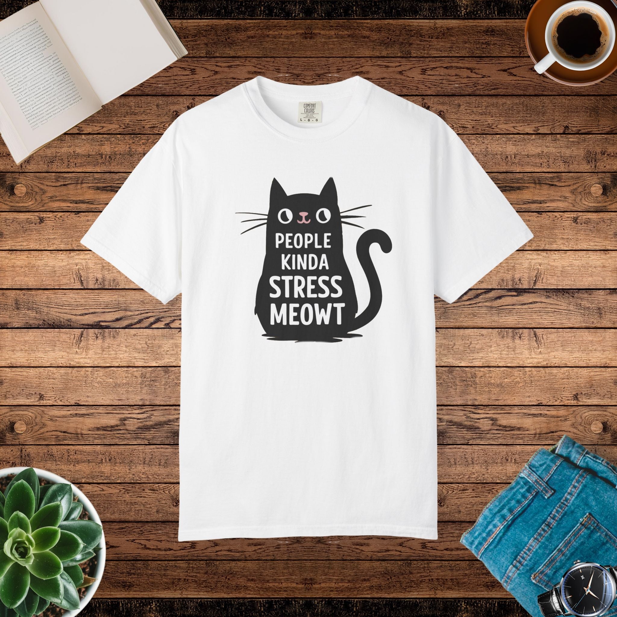 Cat Tee - I Speak 4 Languages Kinda Stress Meowt Cotton - DipaliZ