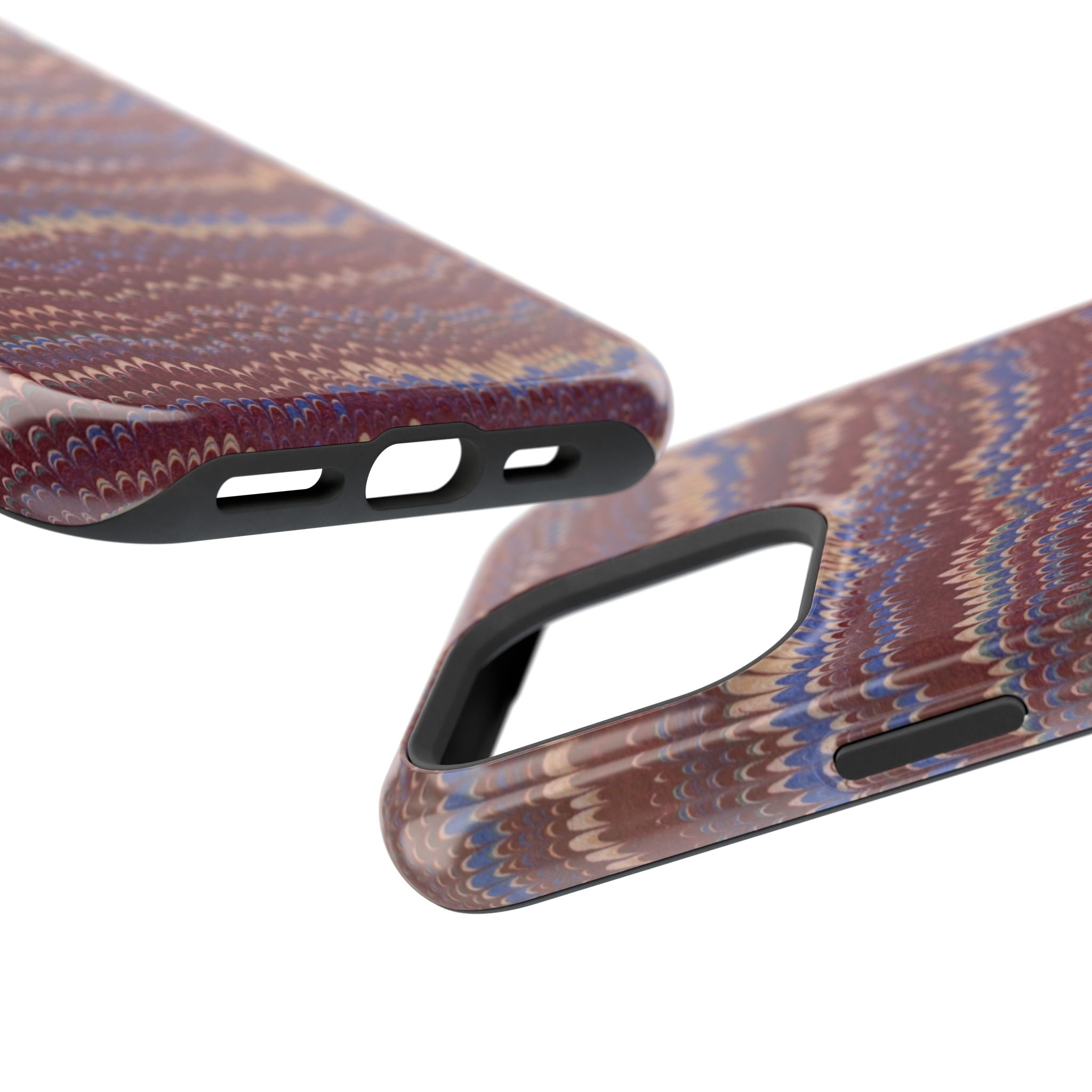 Burgundy and Blue Hues Italian Vintage Marble Design Phone Case for Apple + Samsung