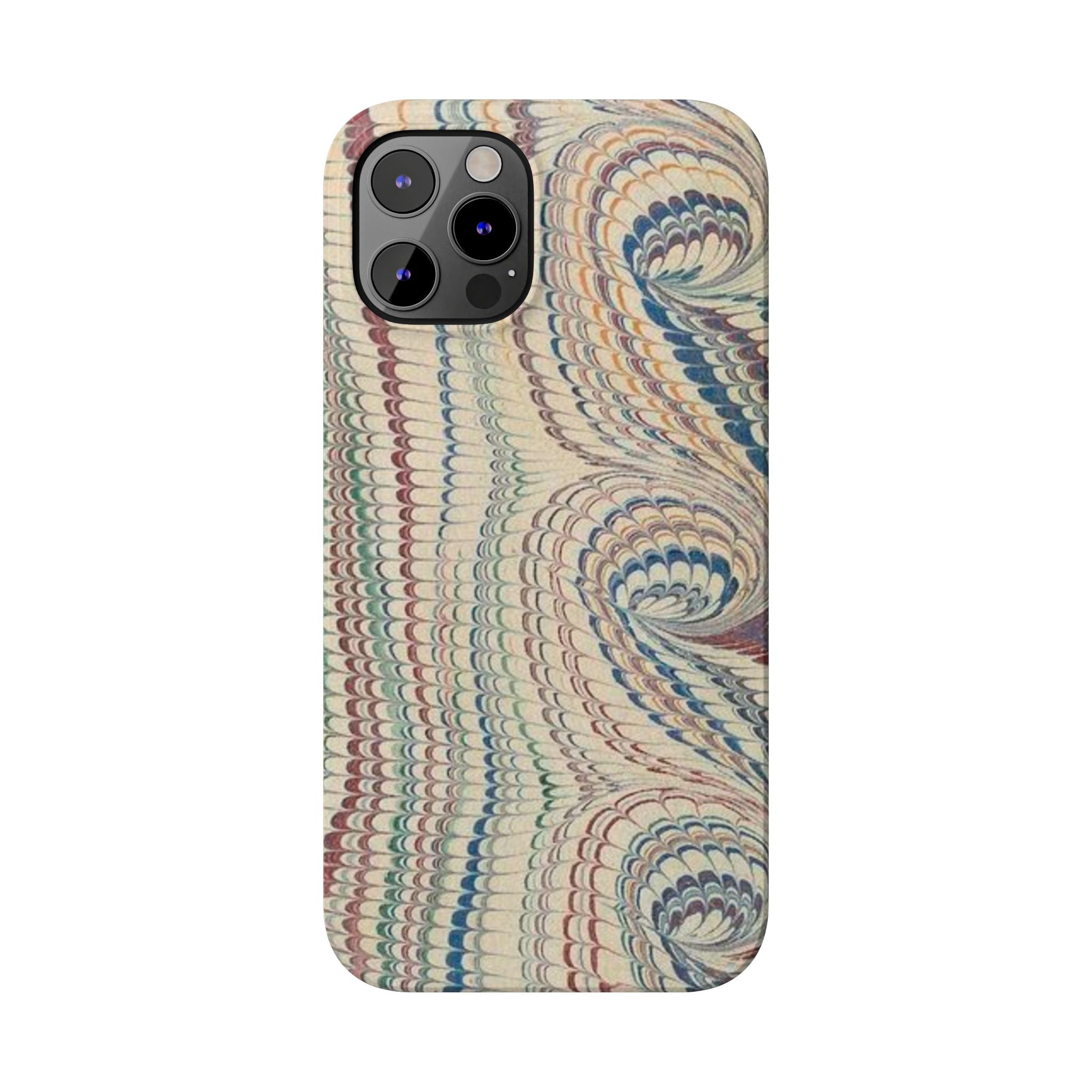 Italian Vintage Marbled Paper Design on iPhone Cases, Artistic Protection for Your Device in Elegant Beige, Blue, Burgundy