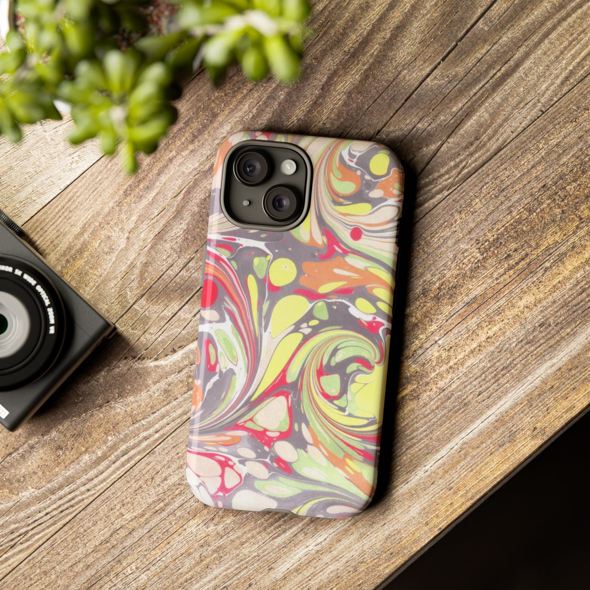 Yellow and Pink Swirl Marbled Italian Phone Case - Dual Layer - Matte or Glossy