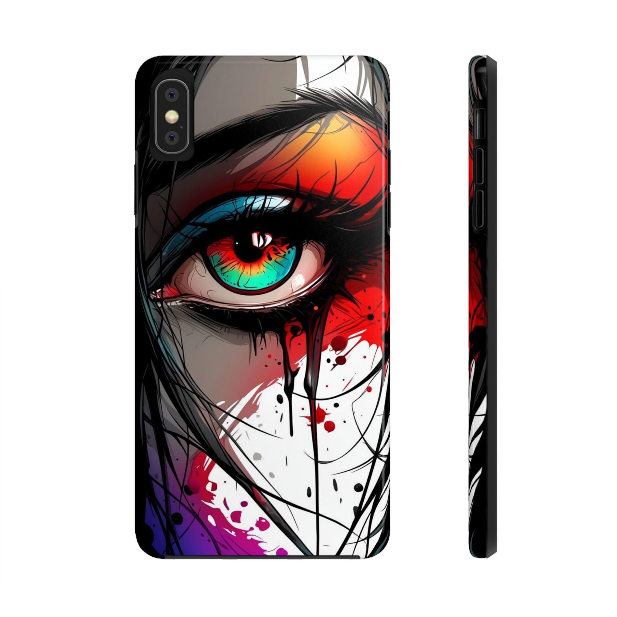 Girl Colorful Eye Painted Printed Tough Phone Case for iPhone & Samsung Galaxy - Artistic & Vibrant Design