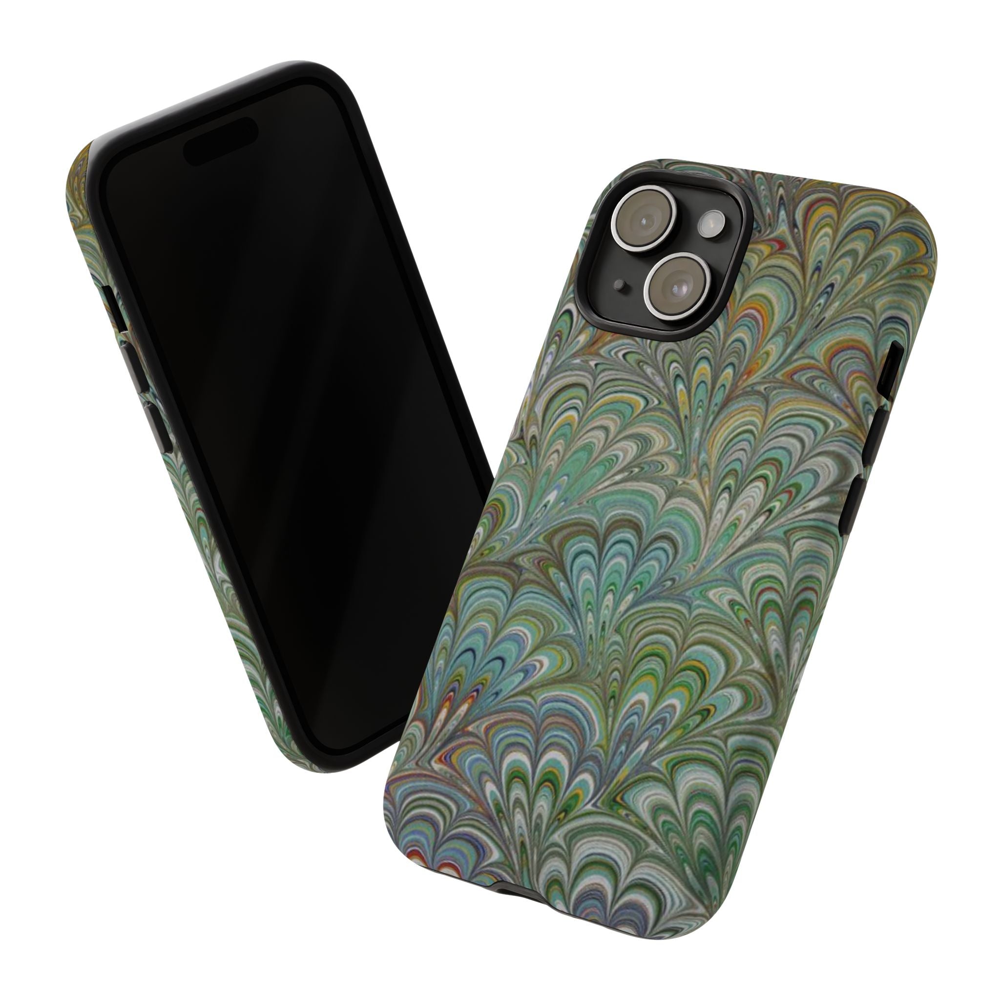 Green Peacock Marbled Phone Case — "Tough Cases" Ultra-Tough Protective Cover
