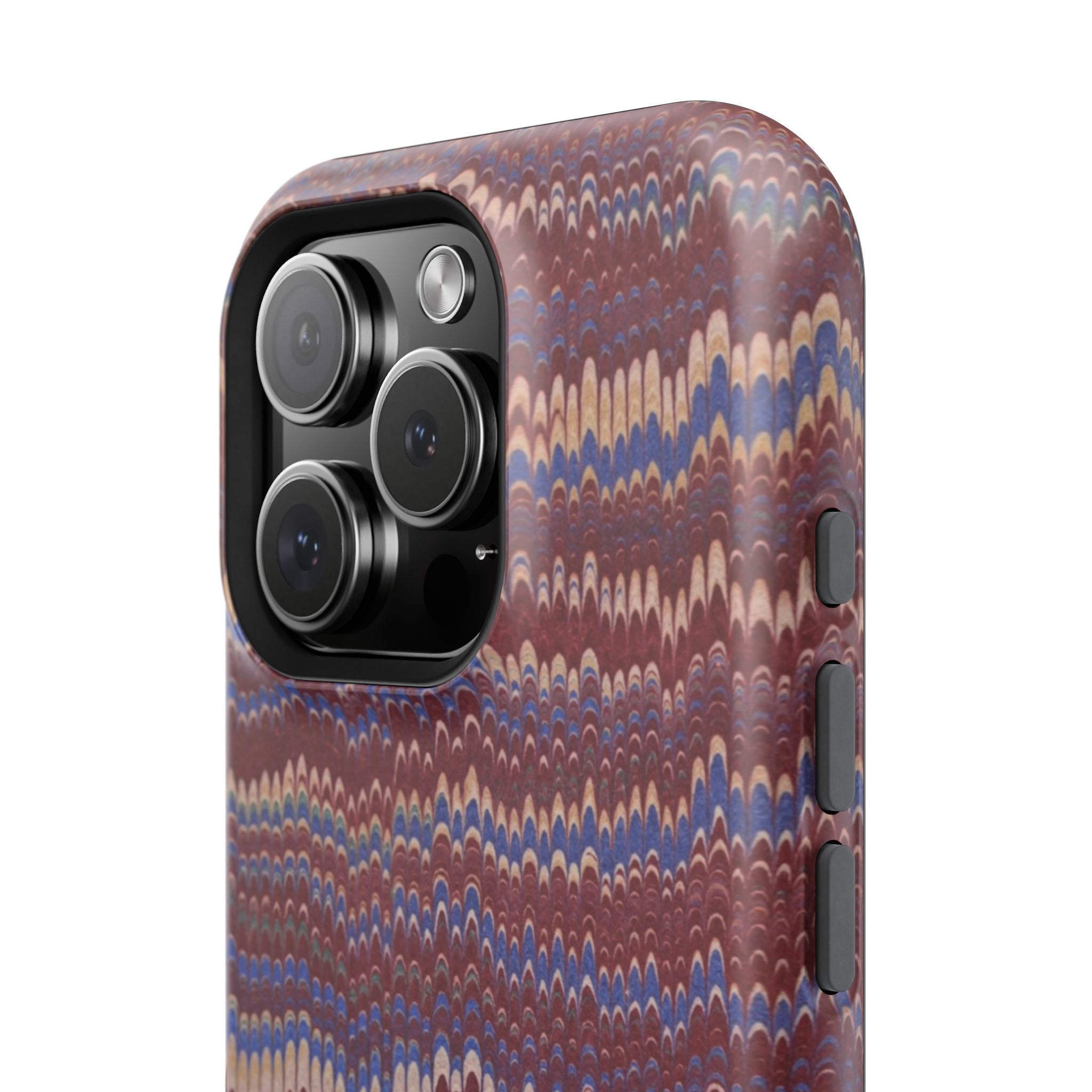 Burgundy and Blue Hues Italian Vintage Marble Design Phone Case for Apple + Samsung