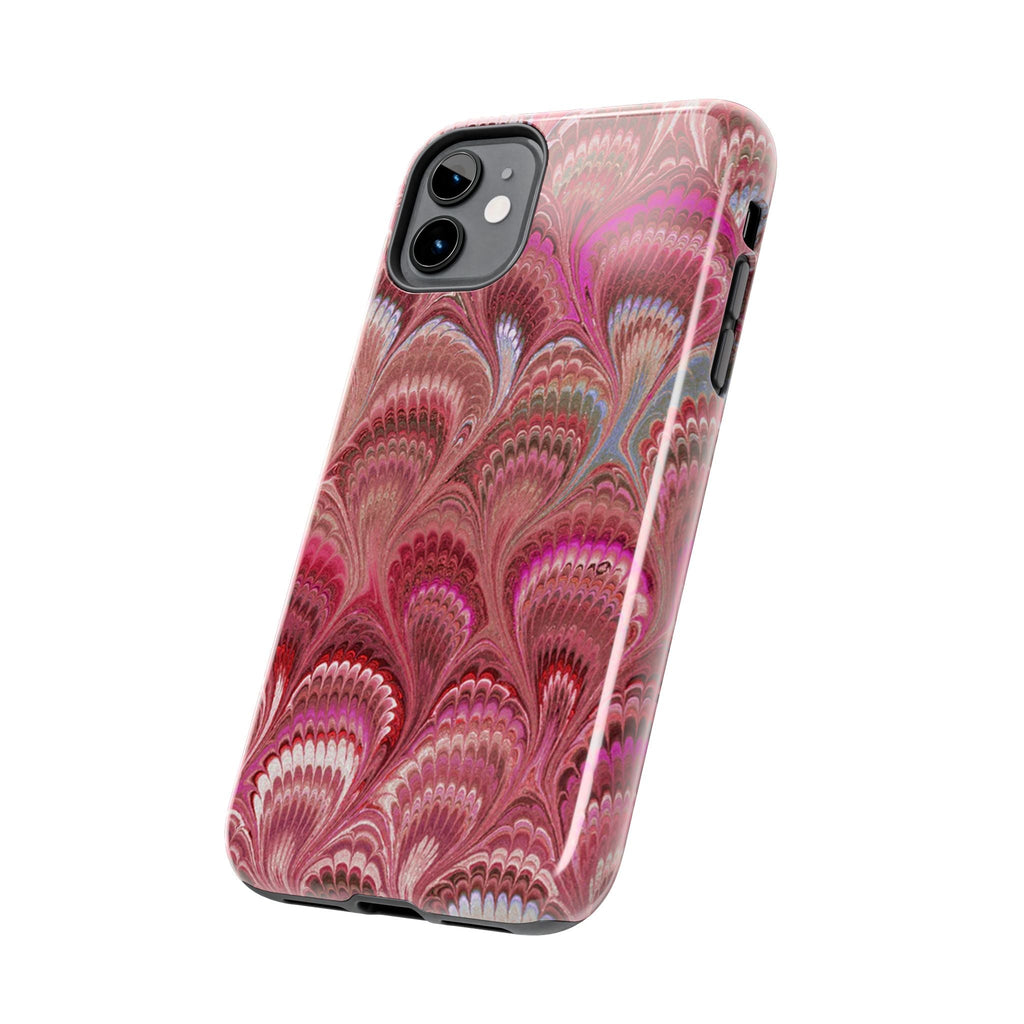 Pink Peacock Marble Italian Tough Phone Case — Durable Marbled Phone Case