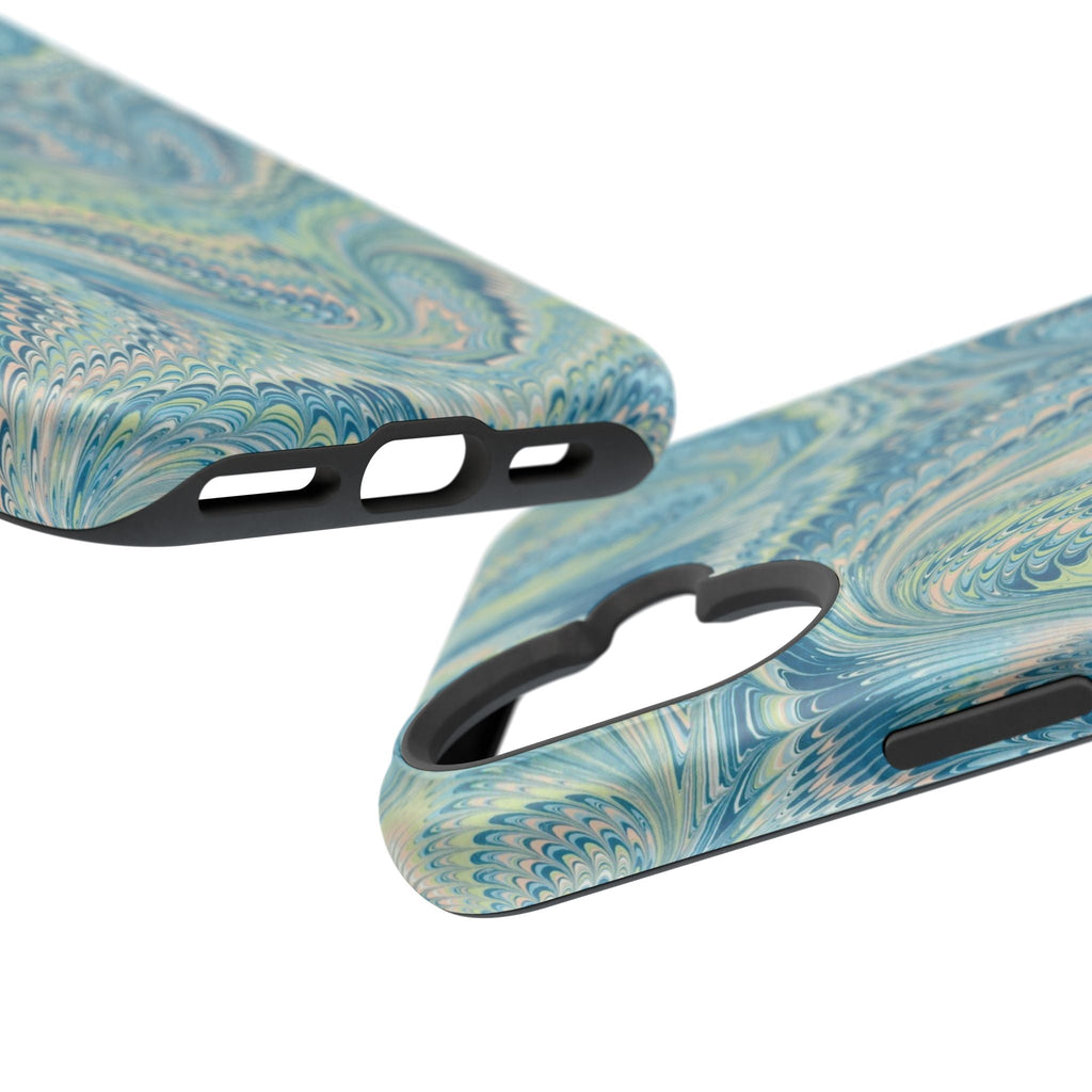 Aqua + Green Marble Phone Case - Impact-Resistant MAG SAFE - Dual Cover Design