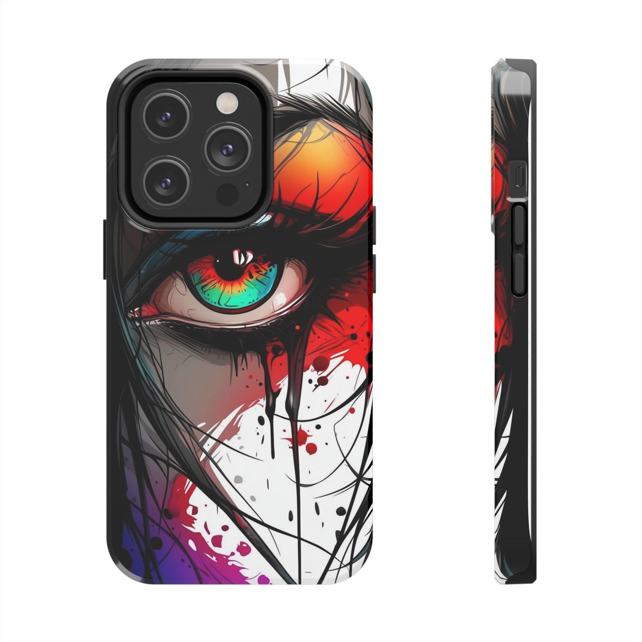 Girl Colorful Eye Painted Printed Tough Phone Case for iPhone & Samsung Galaxy - Artistic & Vibrant Design