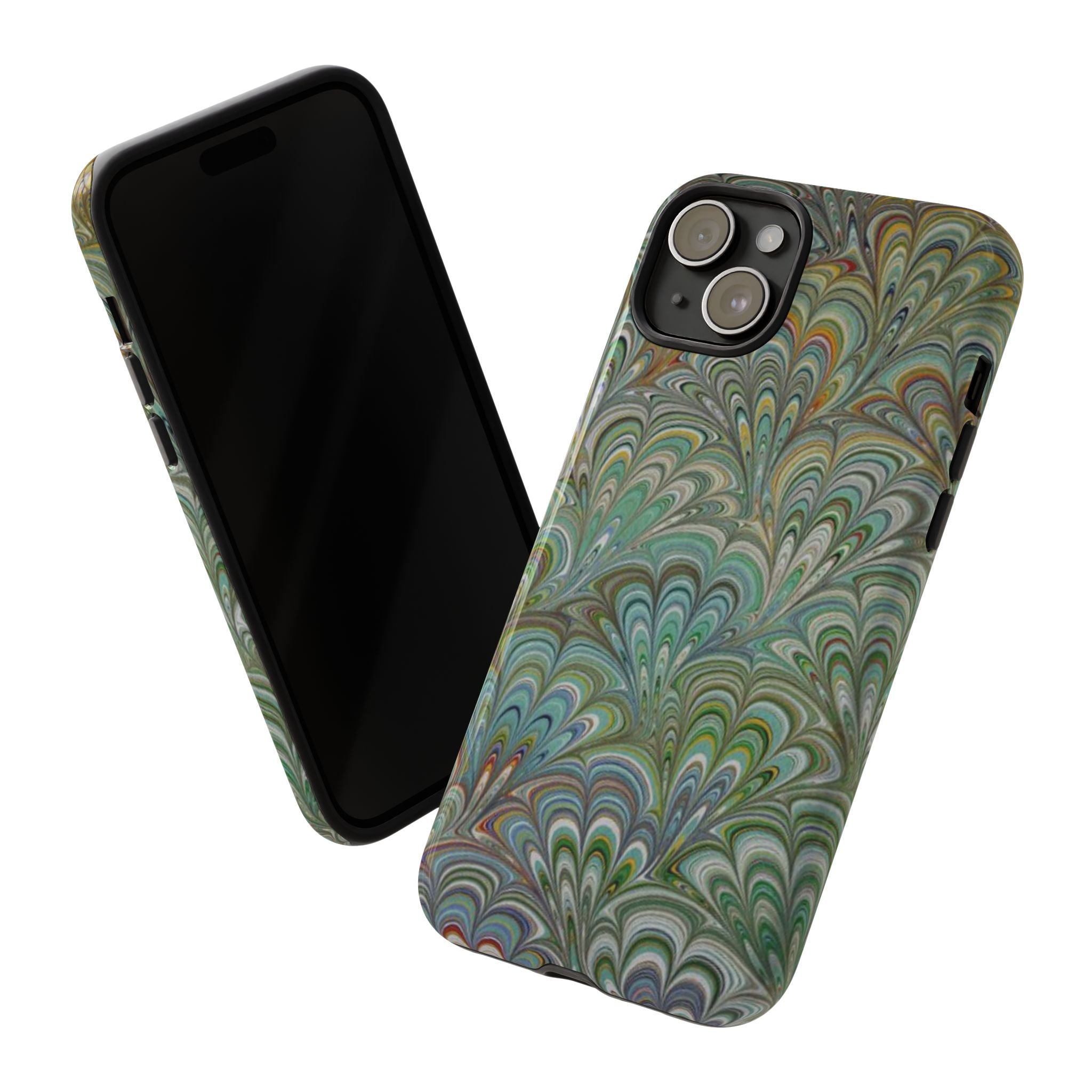 Green Peacock Marbled Phone Case — "Tough Cases" Ultra-Tough Protective Cover