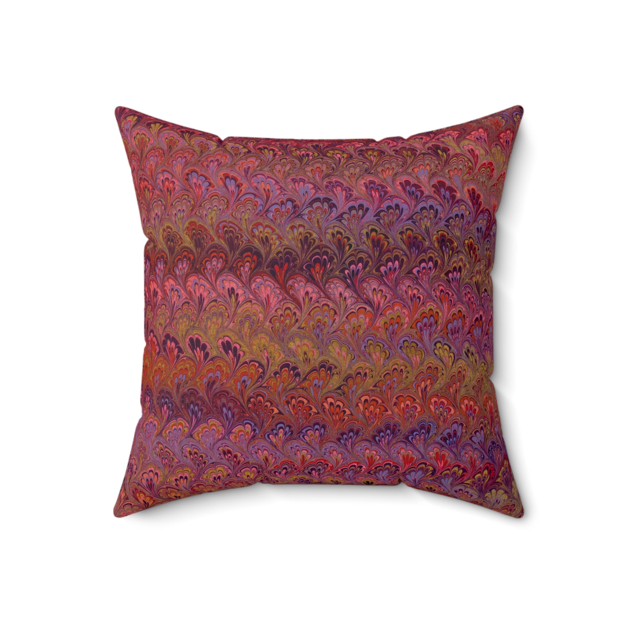 ITALIAN MARBLE Red and Gold Square Pillow includes Pillow, Hidden Zipper