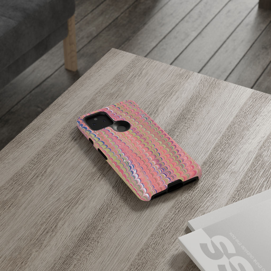 Pink Pastels Feather Marbled Vintage Design iPhone 16 + Samsung + Apple + Google - all models