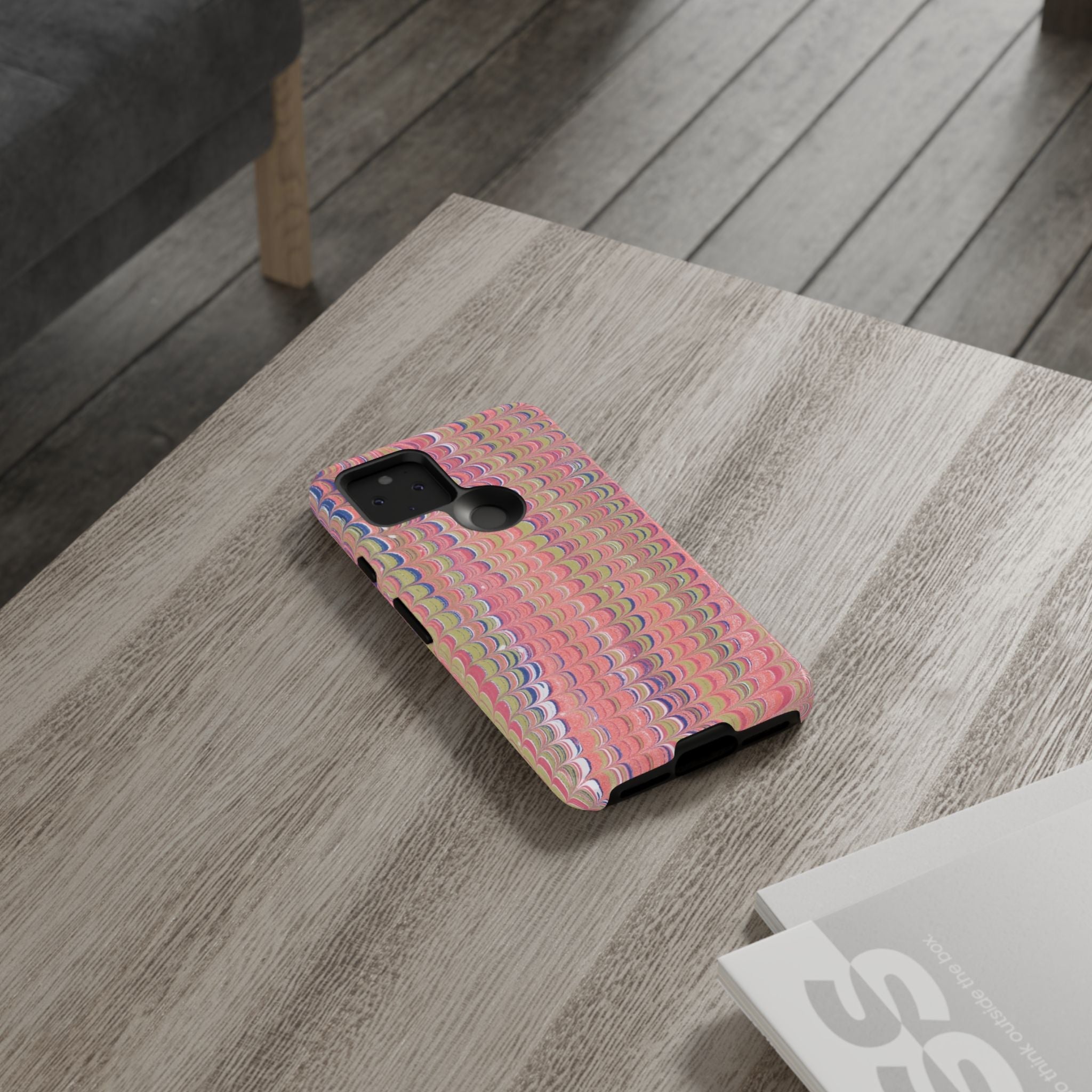 Pink Pastels Feather Marbled Vintage Design iPhone 16 + Samsung + Apple + Google - all models