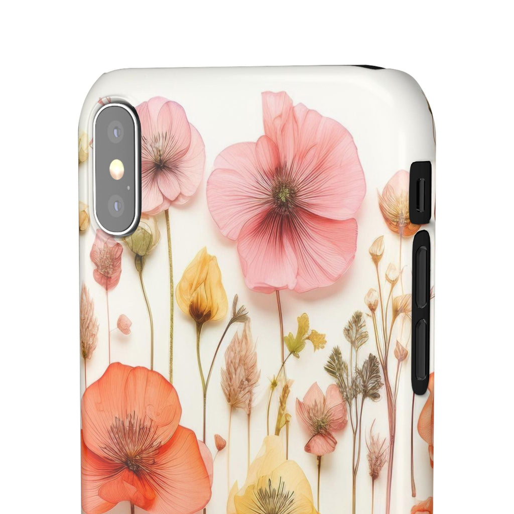 Pink Floral Pressed Flowers - Slim Case