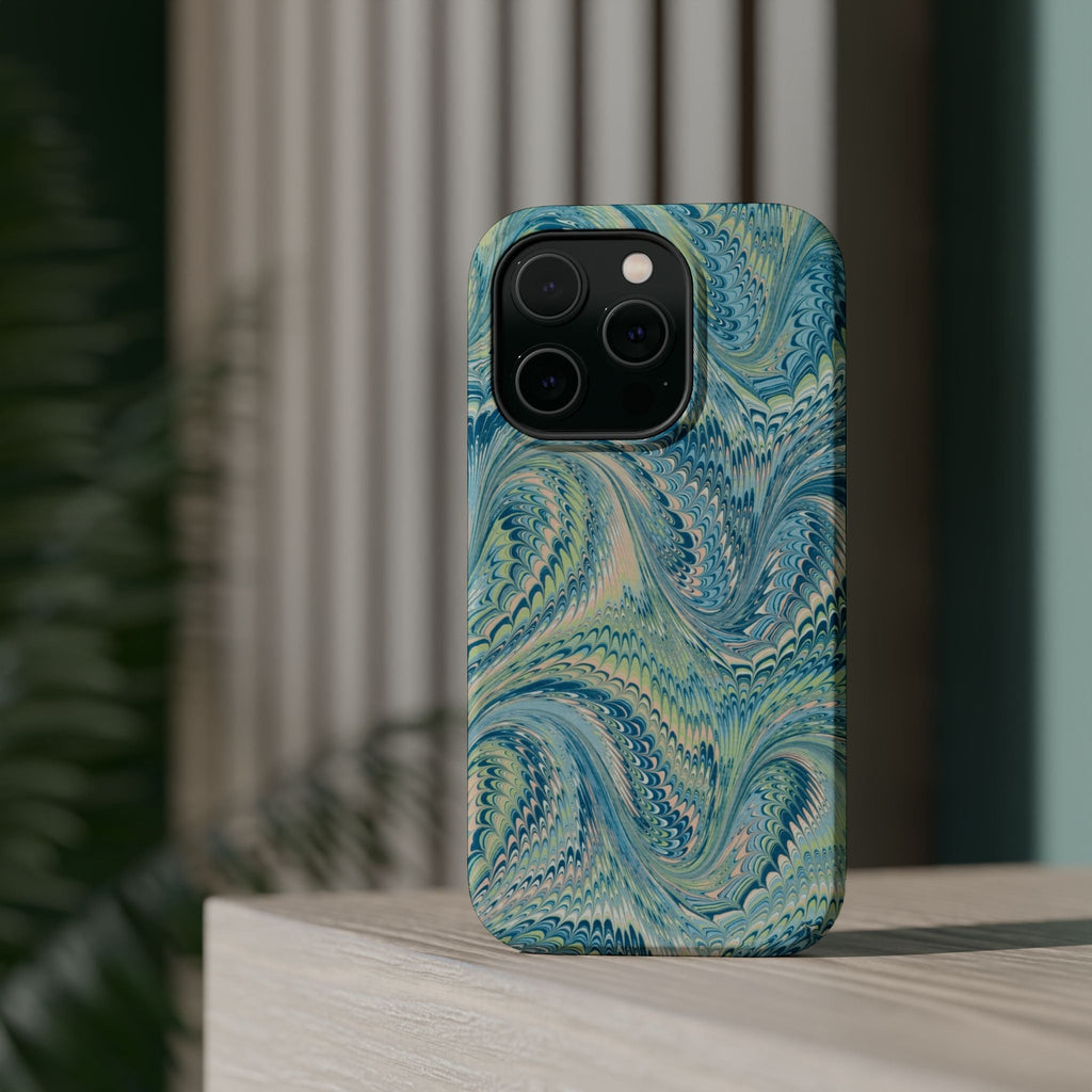 Aqua + Green Marble Phone Case - Impact-Resistant MAG SAFE - Dual Cover Design