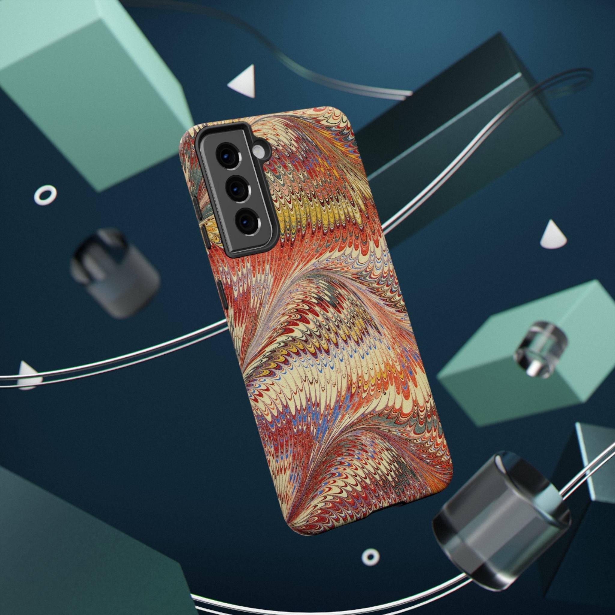 Rust and Gold Italian Vintage Marble Design Durable Phone Case for Apple + Samsung