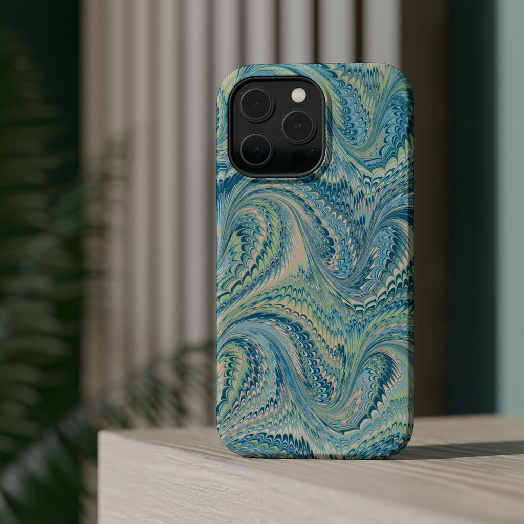 Aqua + Green Marble Phone Case - Impact-Resistant MAG SAFE - Dual Cover Design