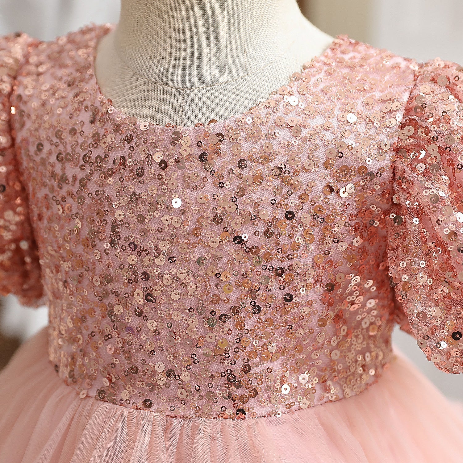 Baby Girl Sequin Ball Performance Costume Birthday Fluffy Gauze Princess Dress