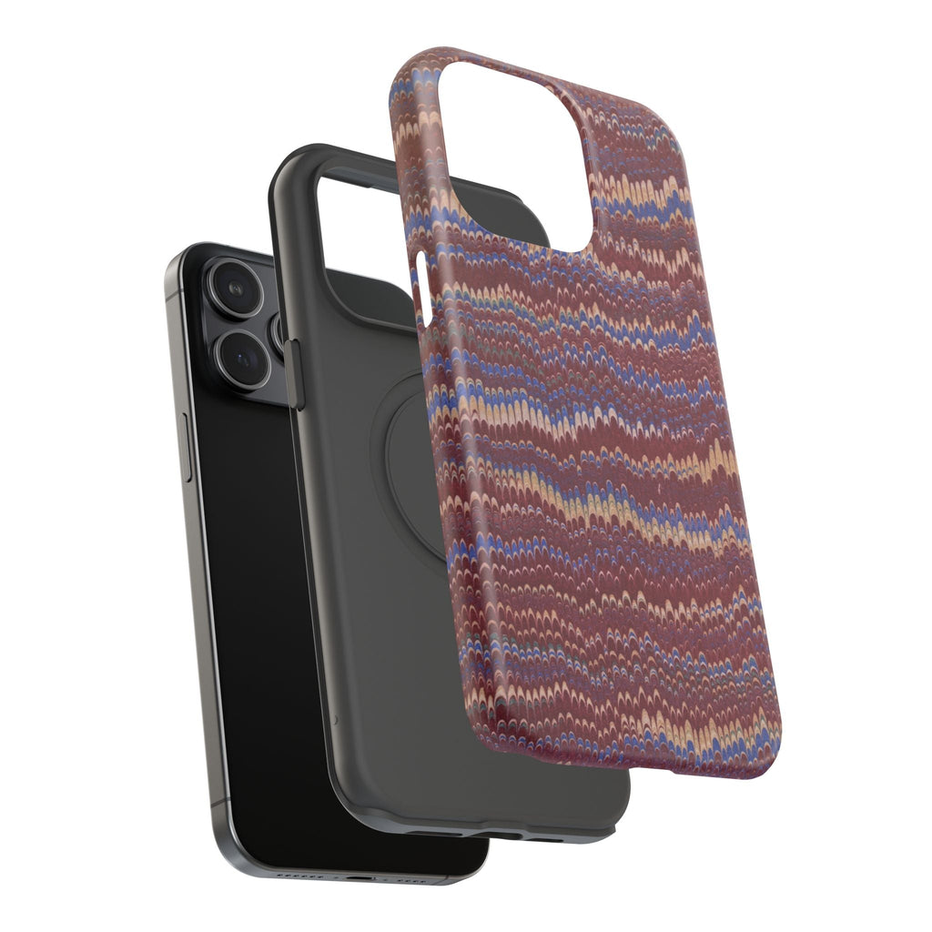 Burgundy and Blue Hues Italian Vintage Marble Design Phone Case for Apple + Samsung