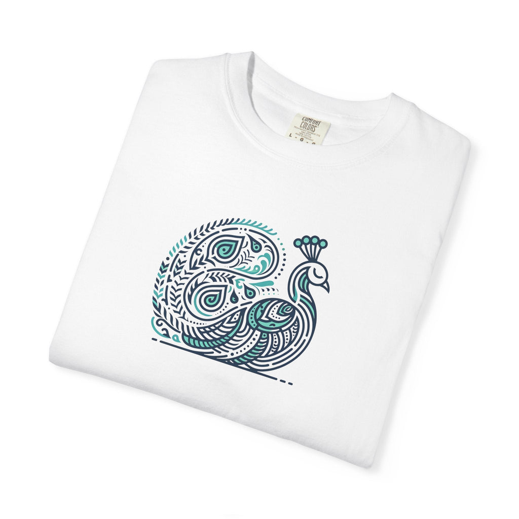 Peacock Cotton Tee - Garment Dyed Eco-Friendly Gift - DipaliZ
