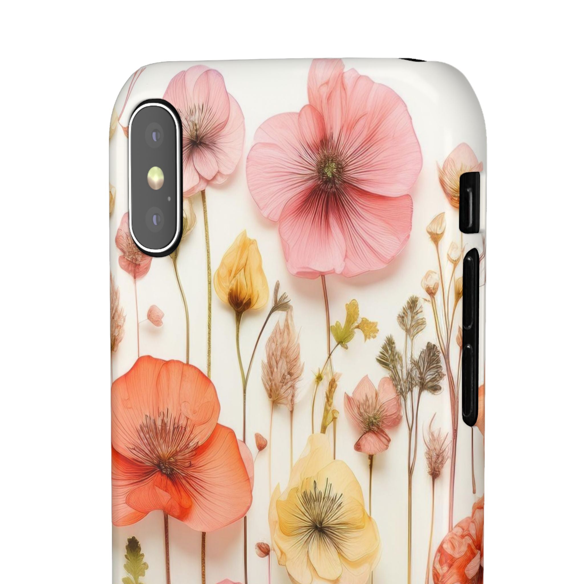 Pink Floral Pressed Flowers - Slim Case