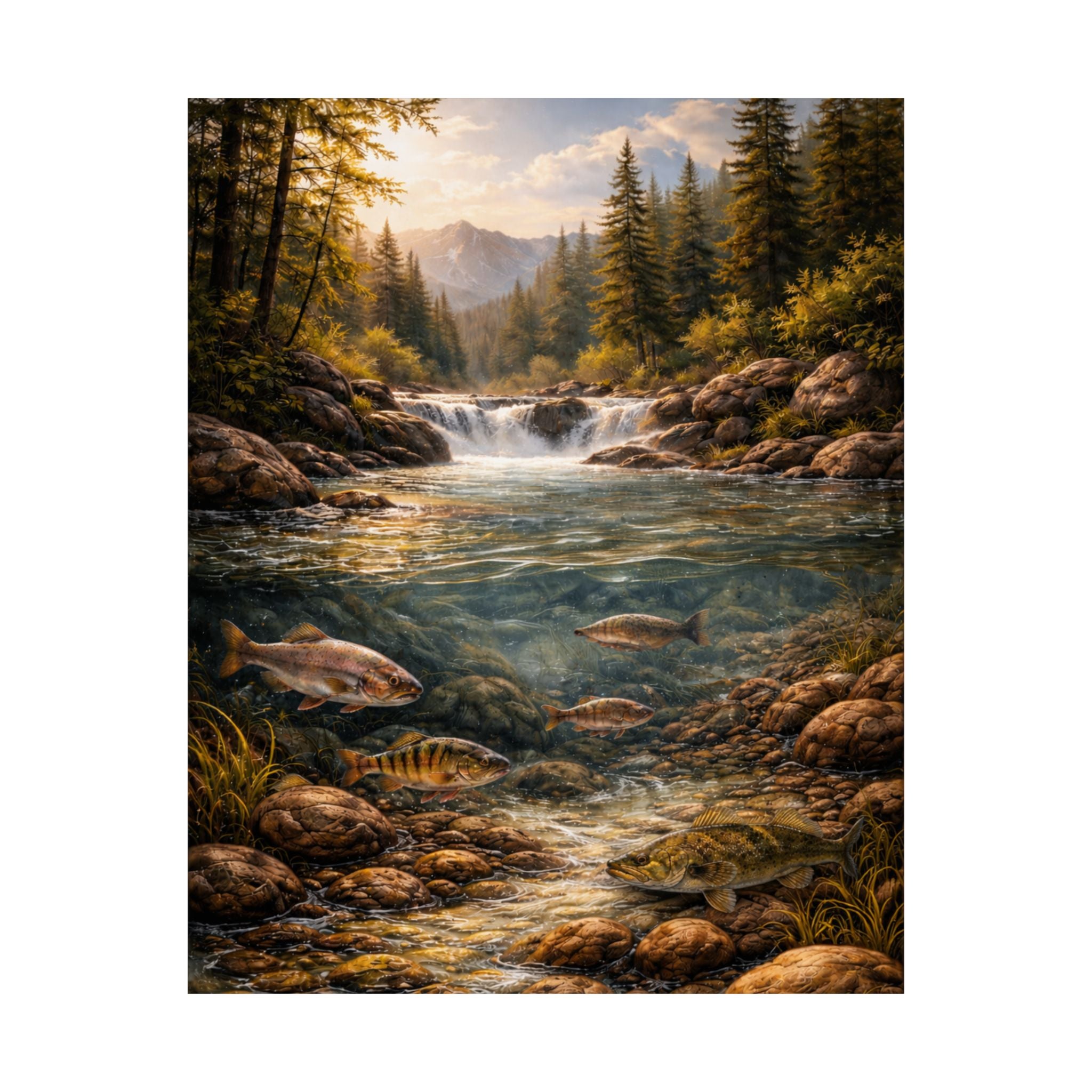 Scenic Trout Stream Matte Poster — Mountain River Landscape Wall Art