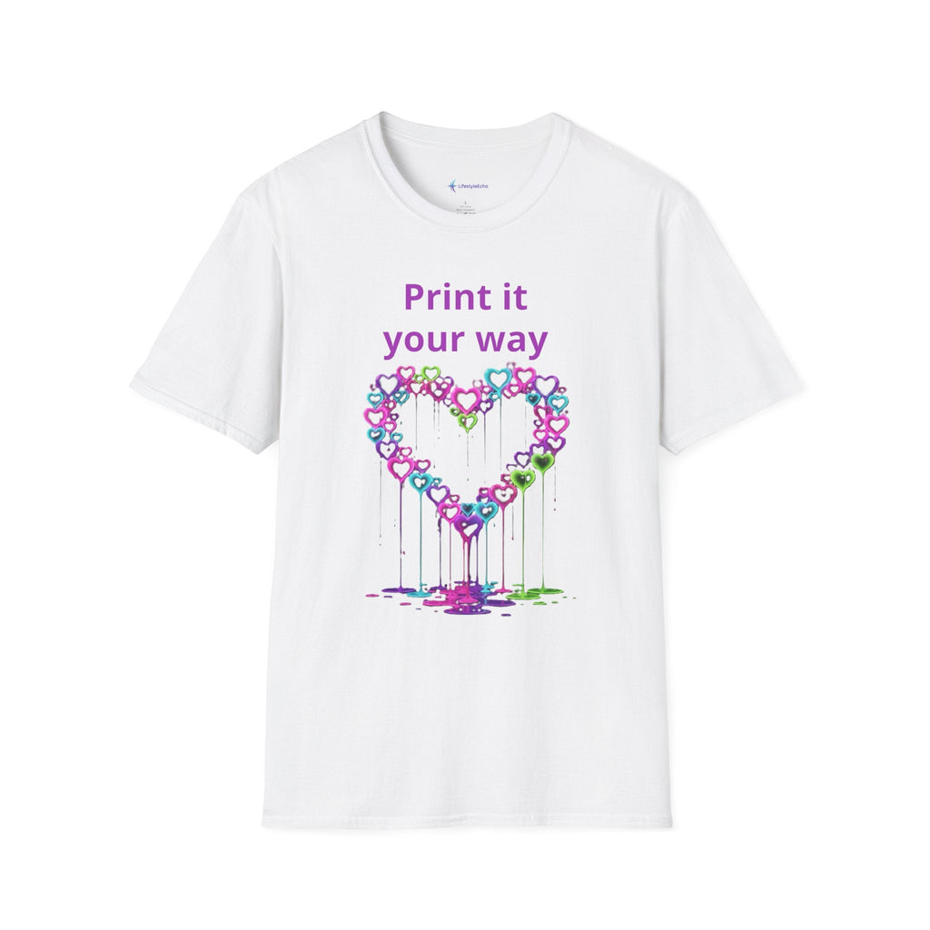 Print It Your Way Heart T-Shirt — Colorful Drip Heart Graphic Tee