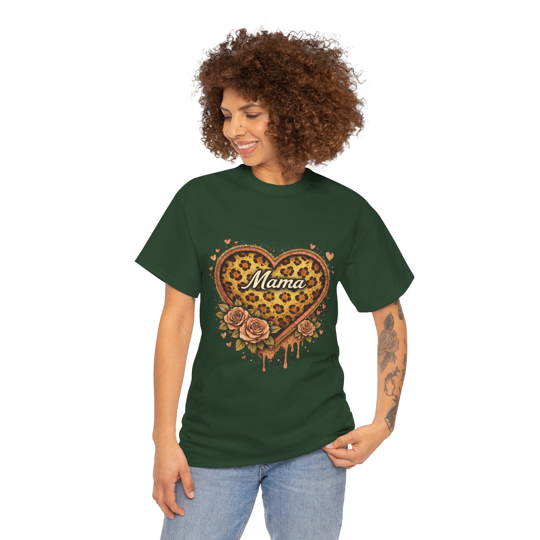 Mama Leopard Heart T-Shirt – Floral Tribal Mother's Day Tee