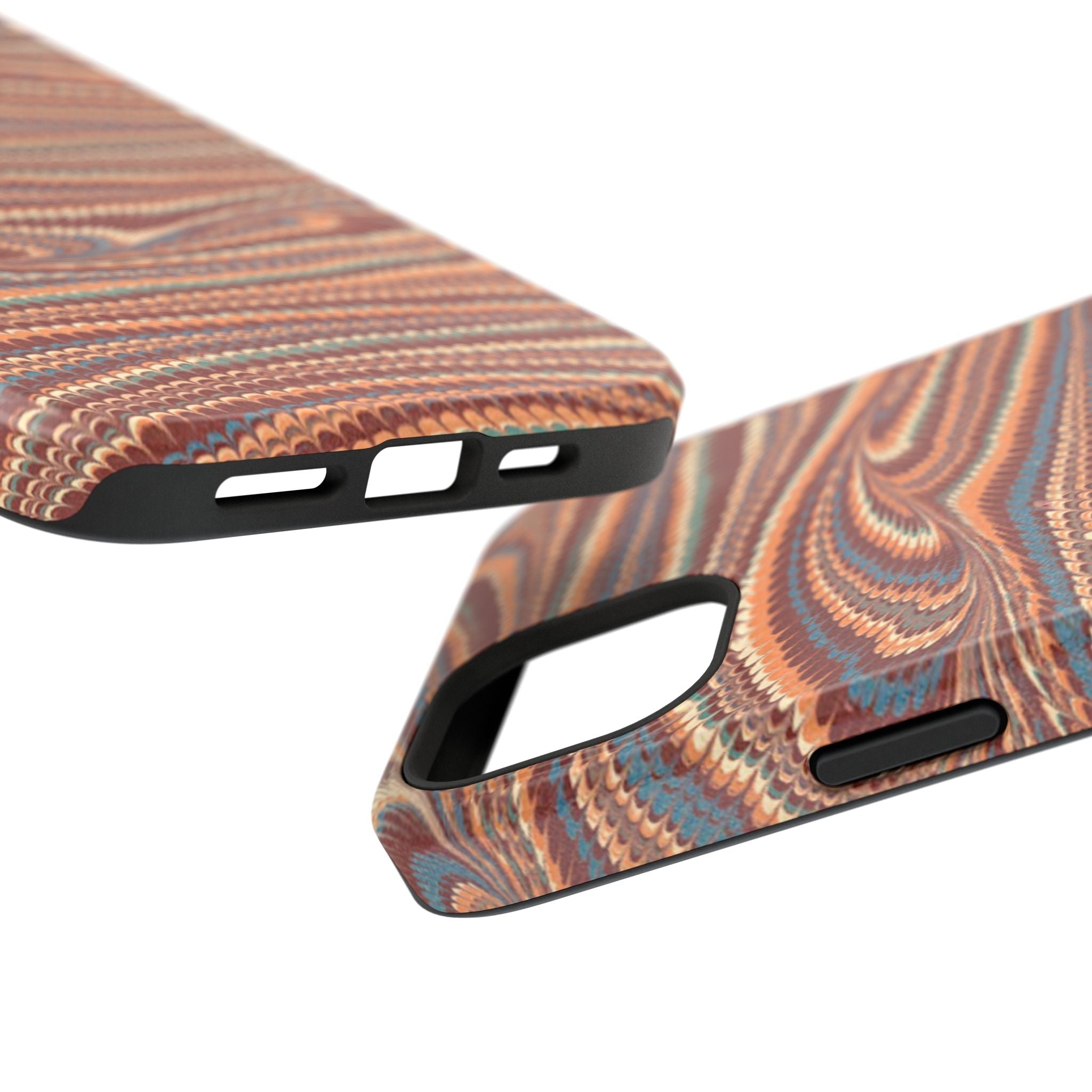 Neutrals Burgundy, Beige, Rust Hues Italian Vintage Marble Design Phone Case for Apple + Samsung