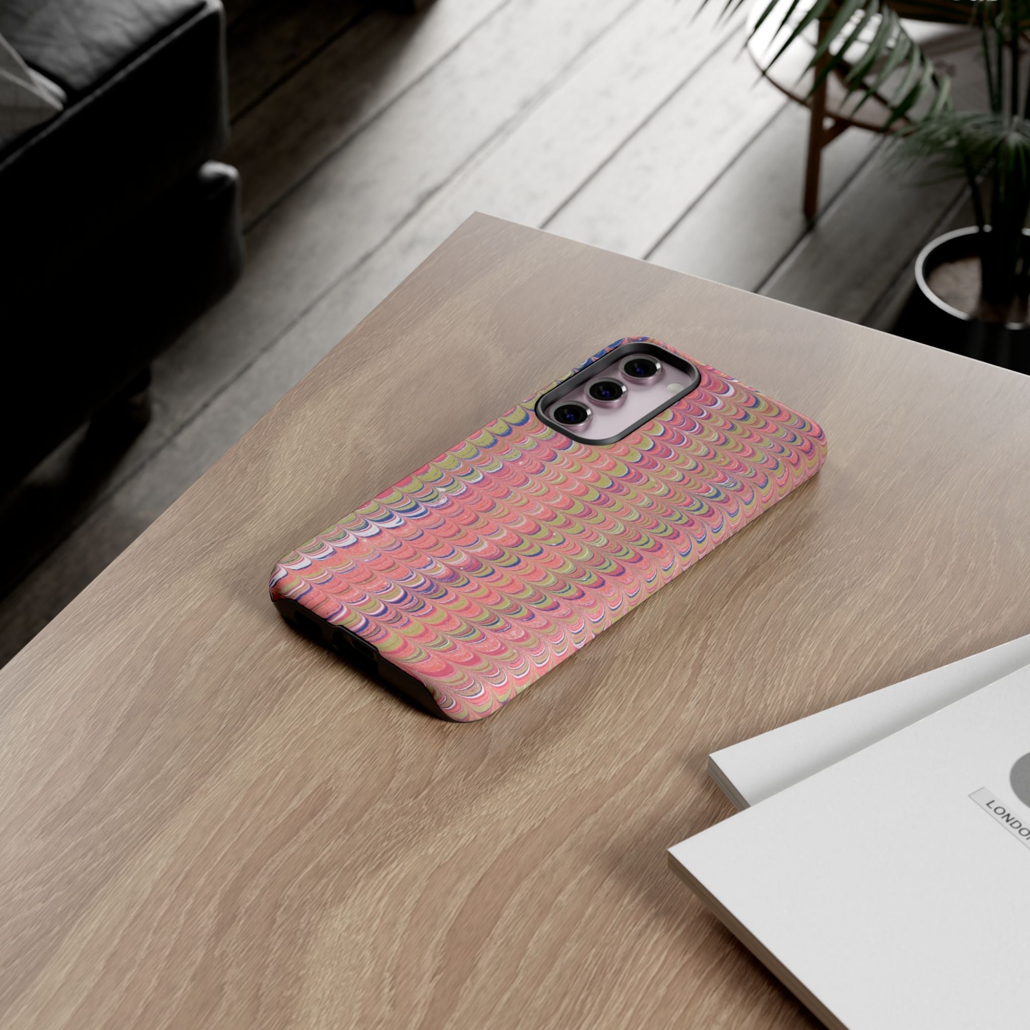 Pink Pastels Feather Marbled Vintage Design iPhone 16 + Samsung + Apple + Google - all models