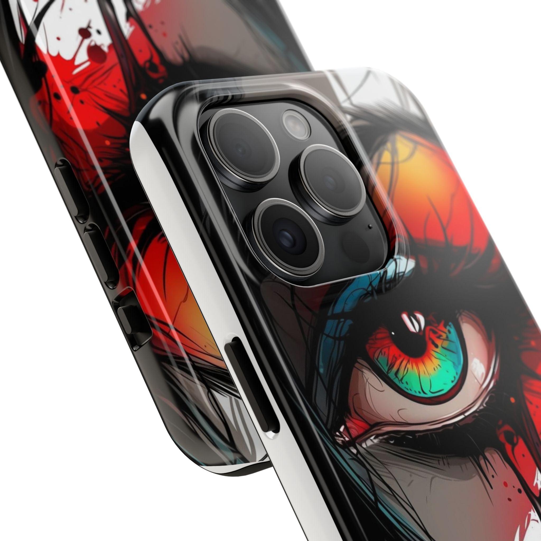 Girl Colorful Eye Painted Printed Tough Phone Case for iPhone & Samsung Galaxy - Artistic & Vibrant Design