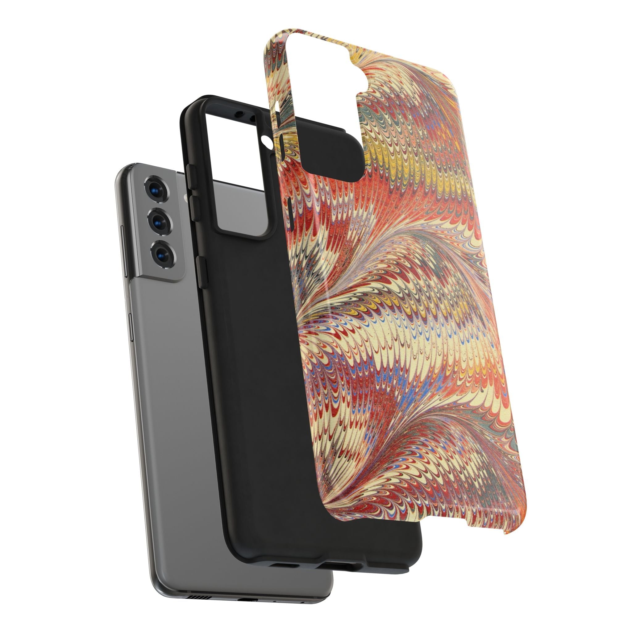 Orange, Rust and Gold Marble Italian Tough Phone Case — Durable Marbled Phone Case