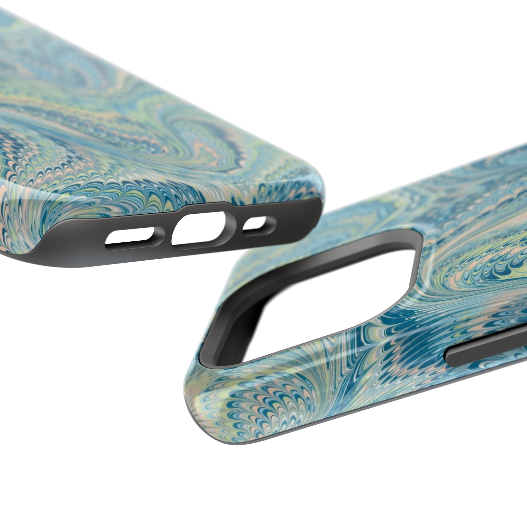 Aqua + Green Marble Phone Case - Impact-Resistant MAG SAFE - Dual Cover Design