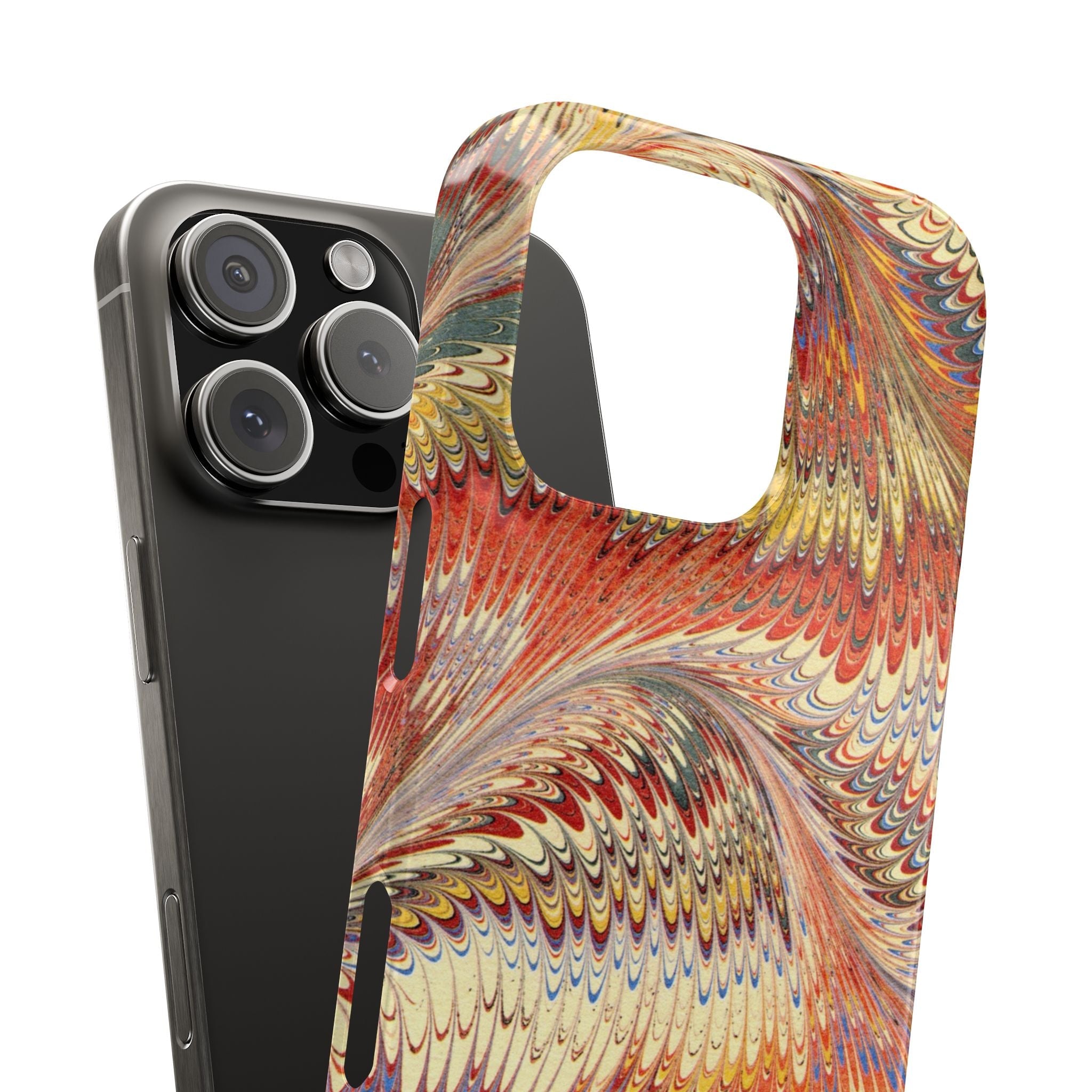 Rust, Orange, Yellow Marbled Swirl - Single Layer Slim Phone Case