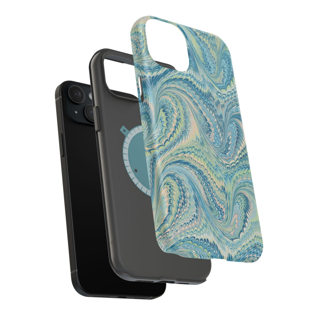 Aqua + Green Marble Phone Case - Impact-Resistant MAG SAFE - Dual Cover Design