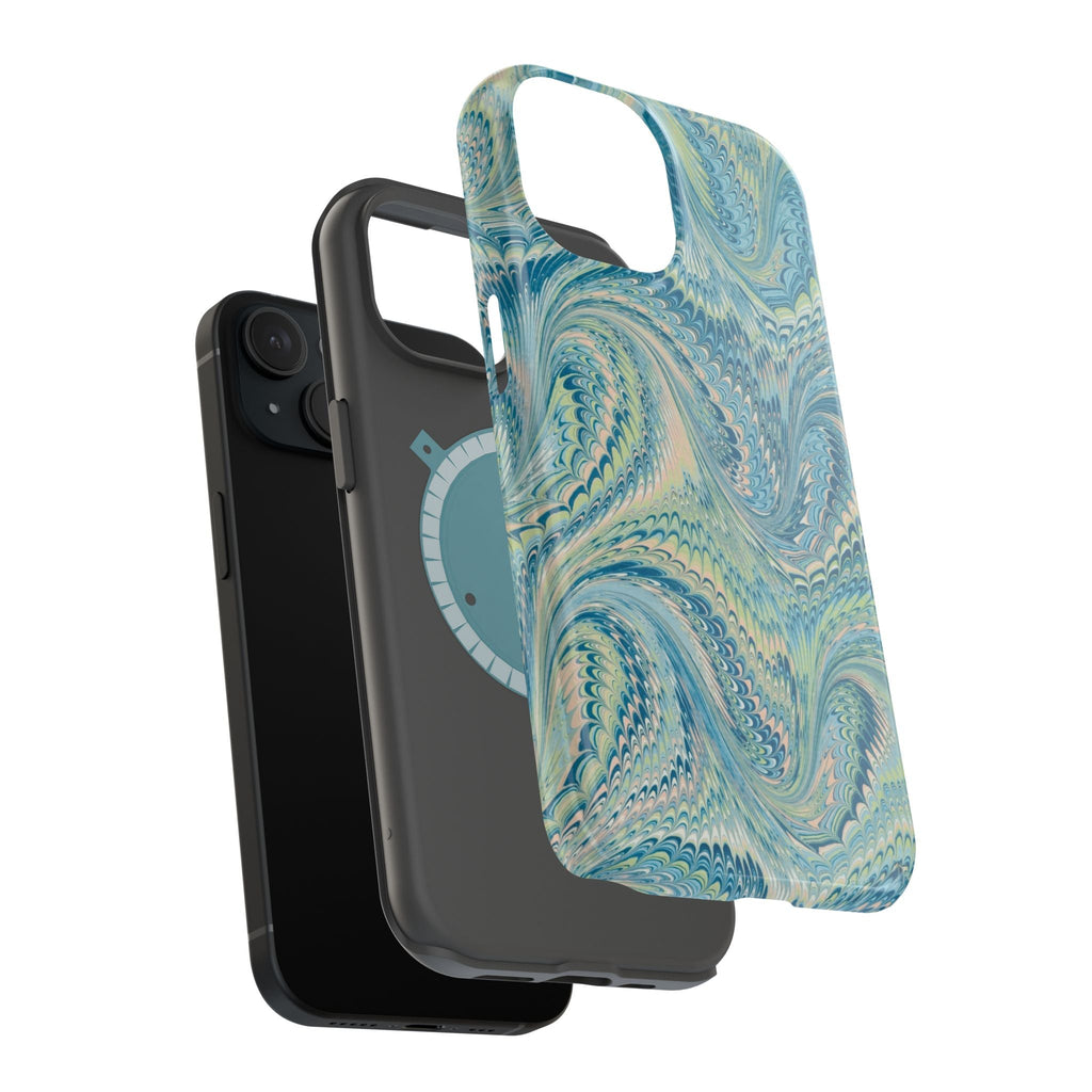 Aqua + Green Marble Phone Case - Impact-Resistant MAG SAFE - Dual Cover Design