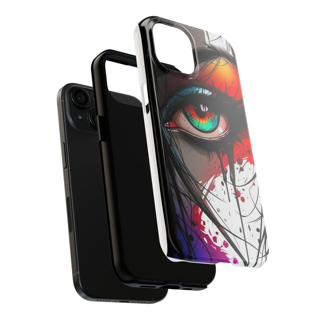 Girl Colorful Eye Painted Printed Tough Phone Case for iPhone & Samsung Galaxy - Artistic & Vibrant Design