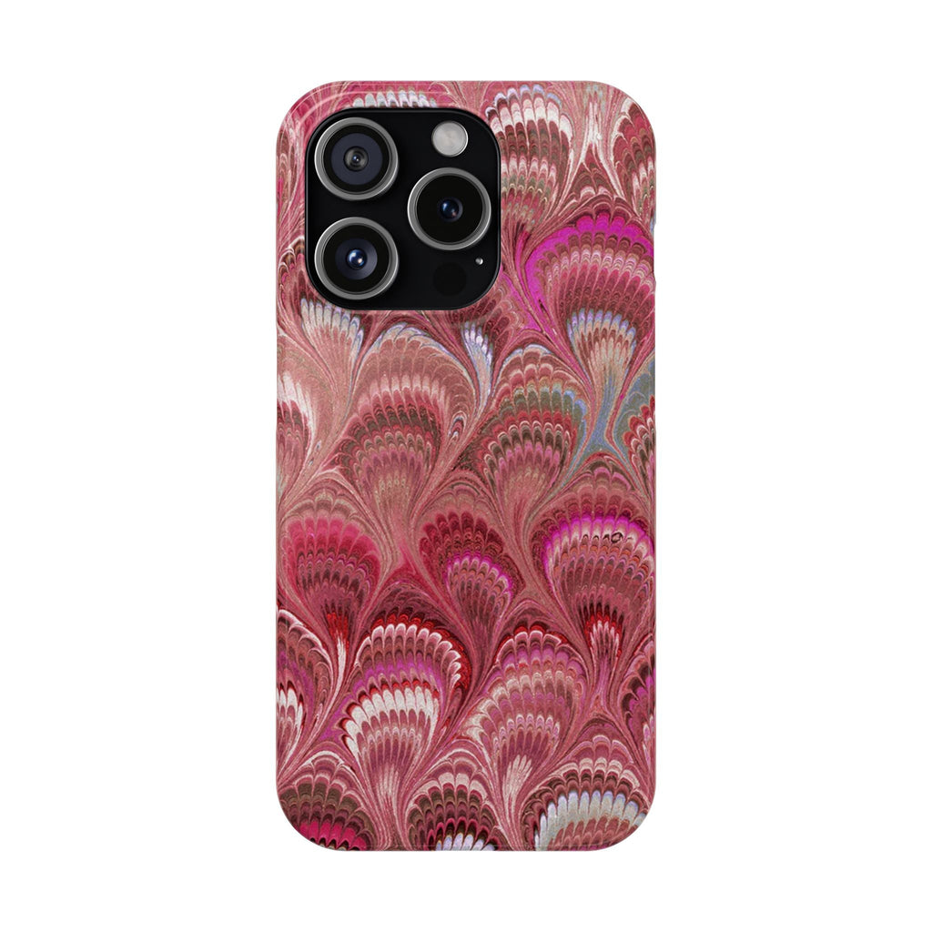 Shades of Bright Pink Feather Marbled Phone Case - Single Layer Slim Case