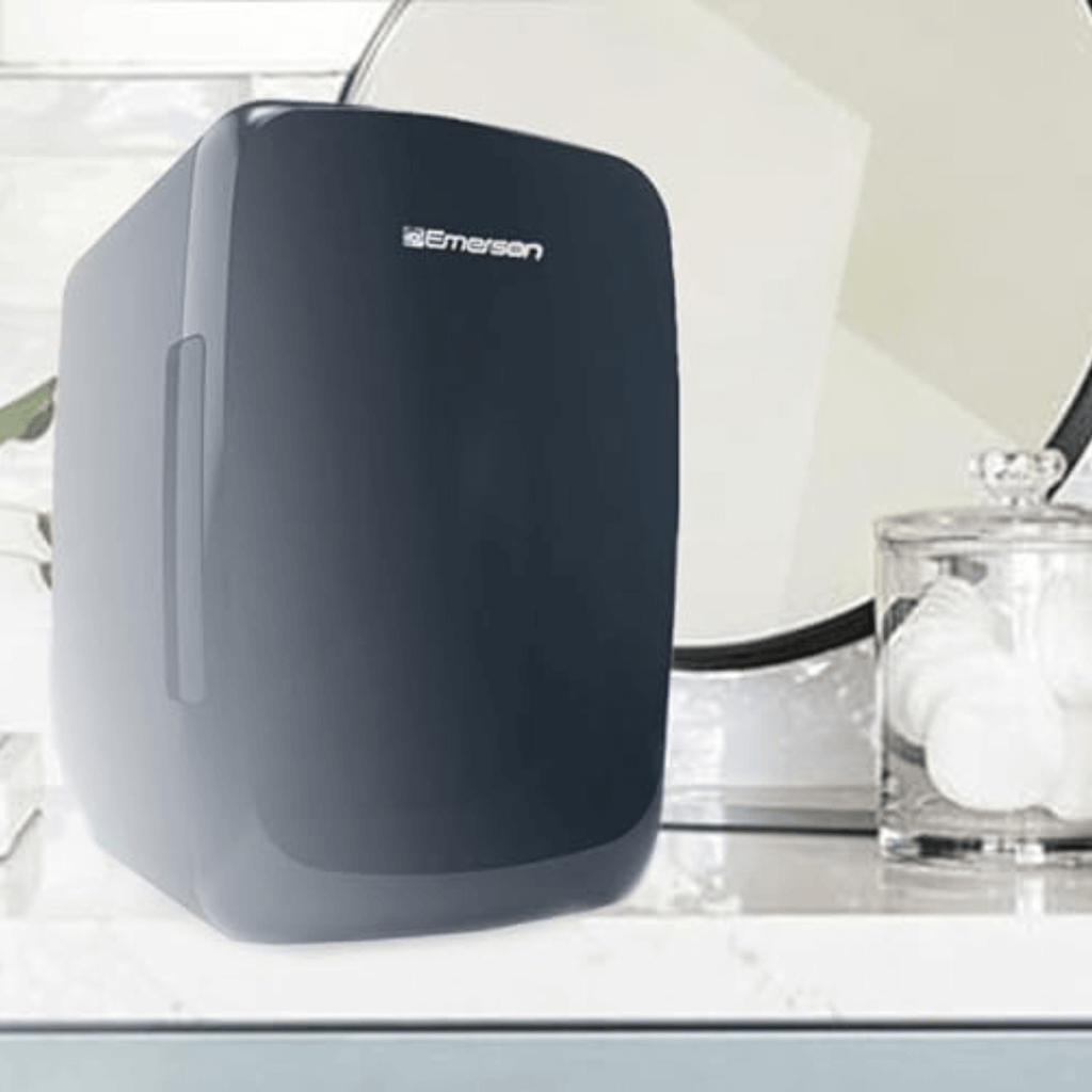 Emerson Portable Mini Fridge Cooler Quiet w Secure Latch and Holds up to 6 Cans
