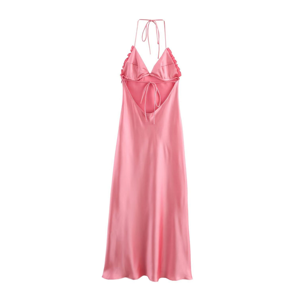 Spring European and American New Fashion Silk Texture Dress