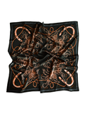 Navy Floral Horseshoe Cowgirl Scarf: Large 100% Mulberry Silk 35x35 Western Wild Rag