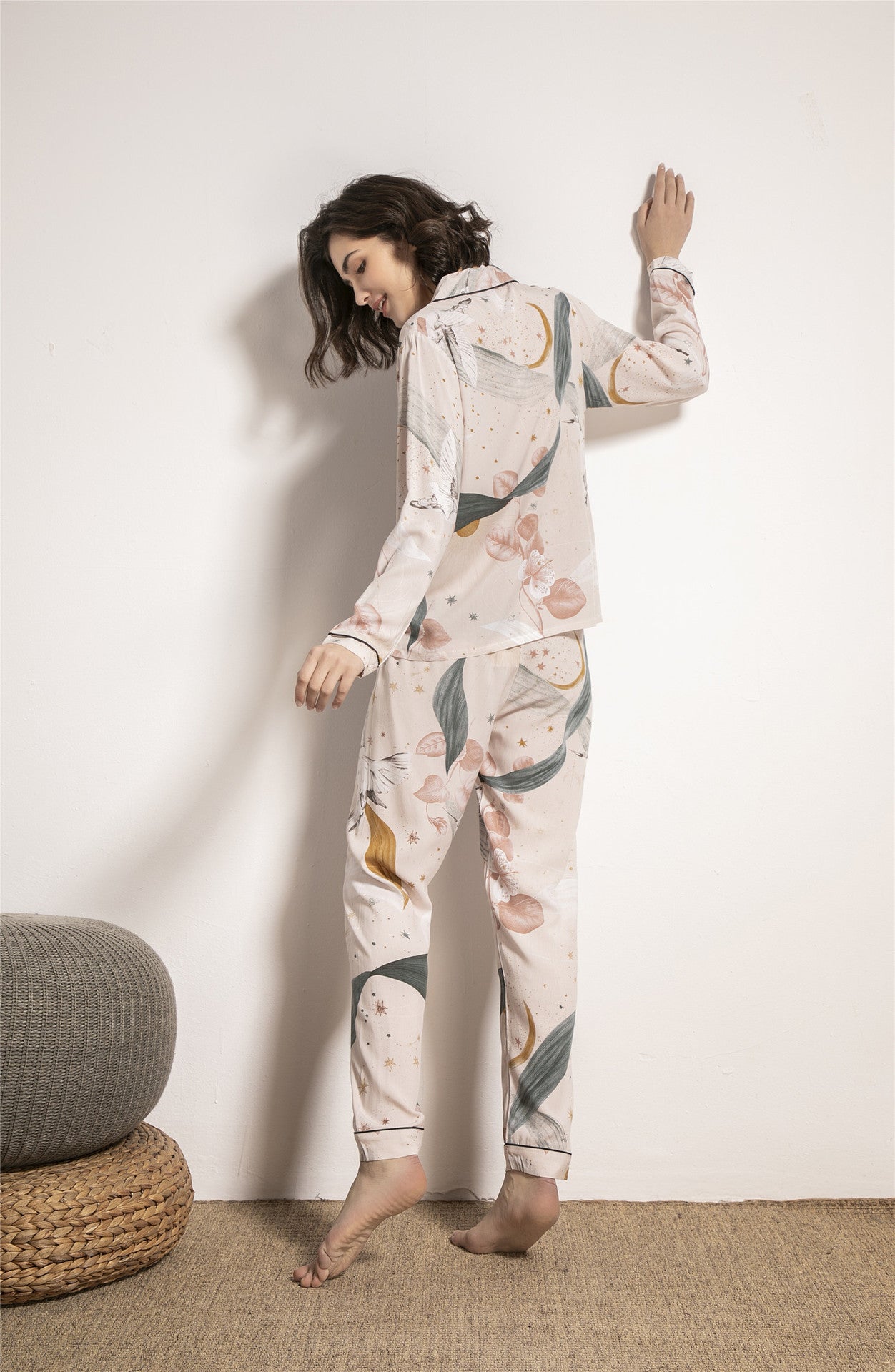 New Product Thin Cotton Silk Long-sleeved Trousers Home Service