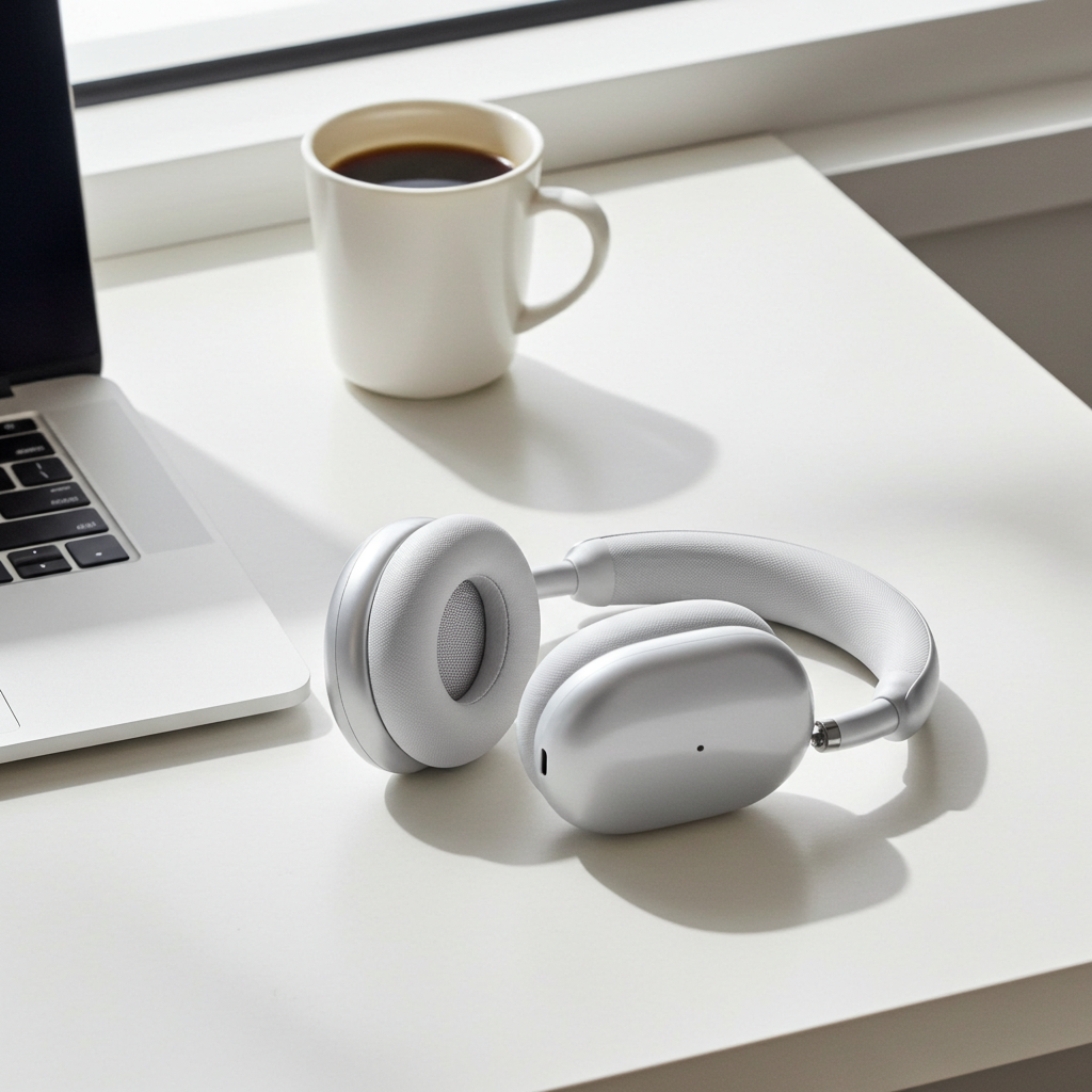 Bluetooth Wireless Over-Ear Headphones with Active Noise Cancelling, Built-In Microphone, 24H Playtime – White