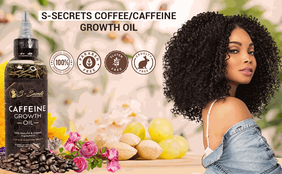 Caffeine Hair Growth Oil 2oz - Hair Growth Oil For Thinning, Balding with Caffeine, Biotin, Castor oil & Essential Oils for All Hair Types