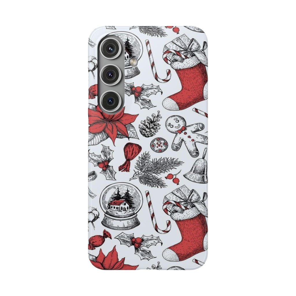 Samsung Clear Silicone Phone Case with Christmas Holiday Pattern – Festive Protection for Your Device