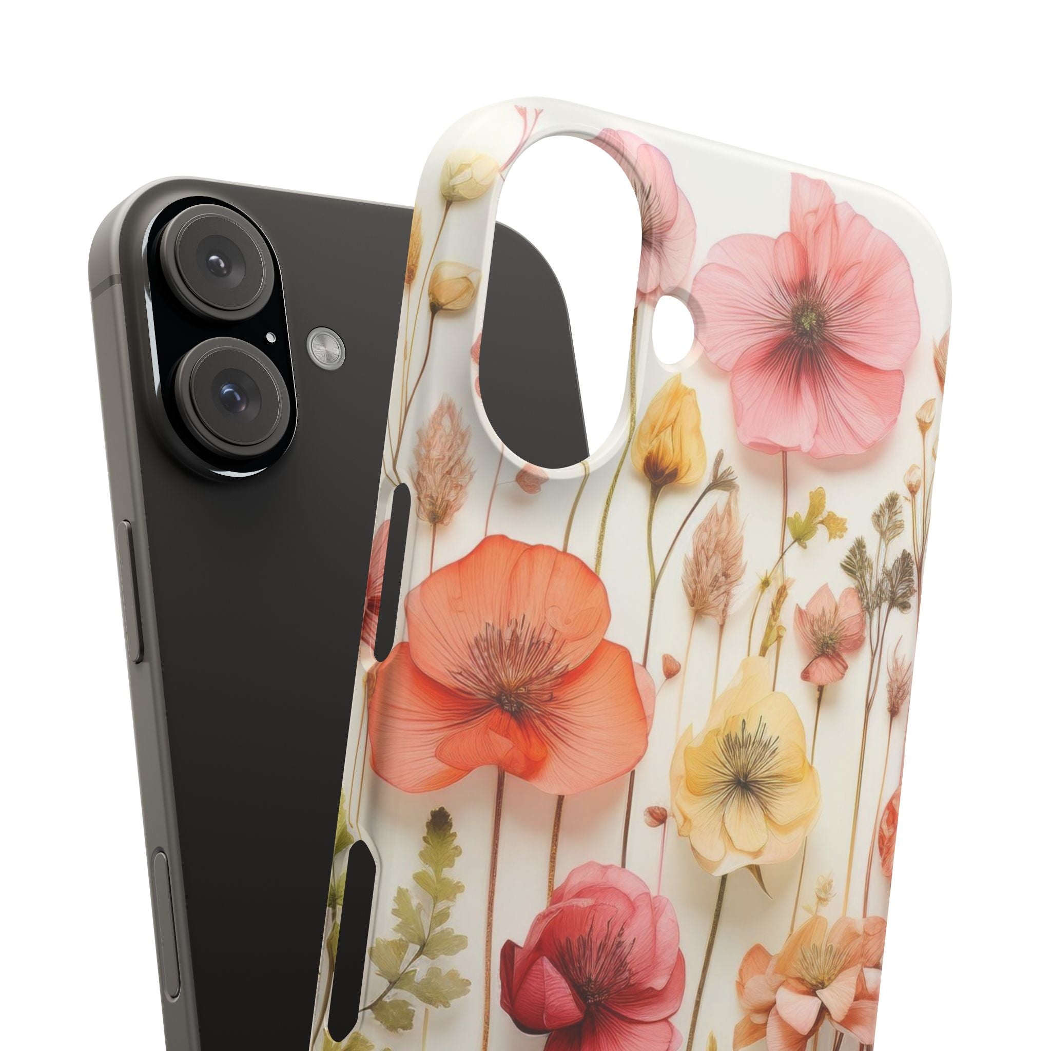 Pink Floral Pressed Flowers - Slim Case