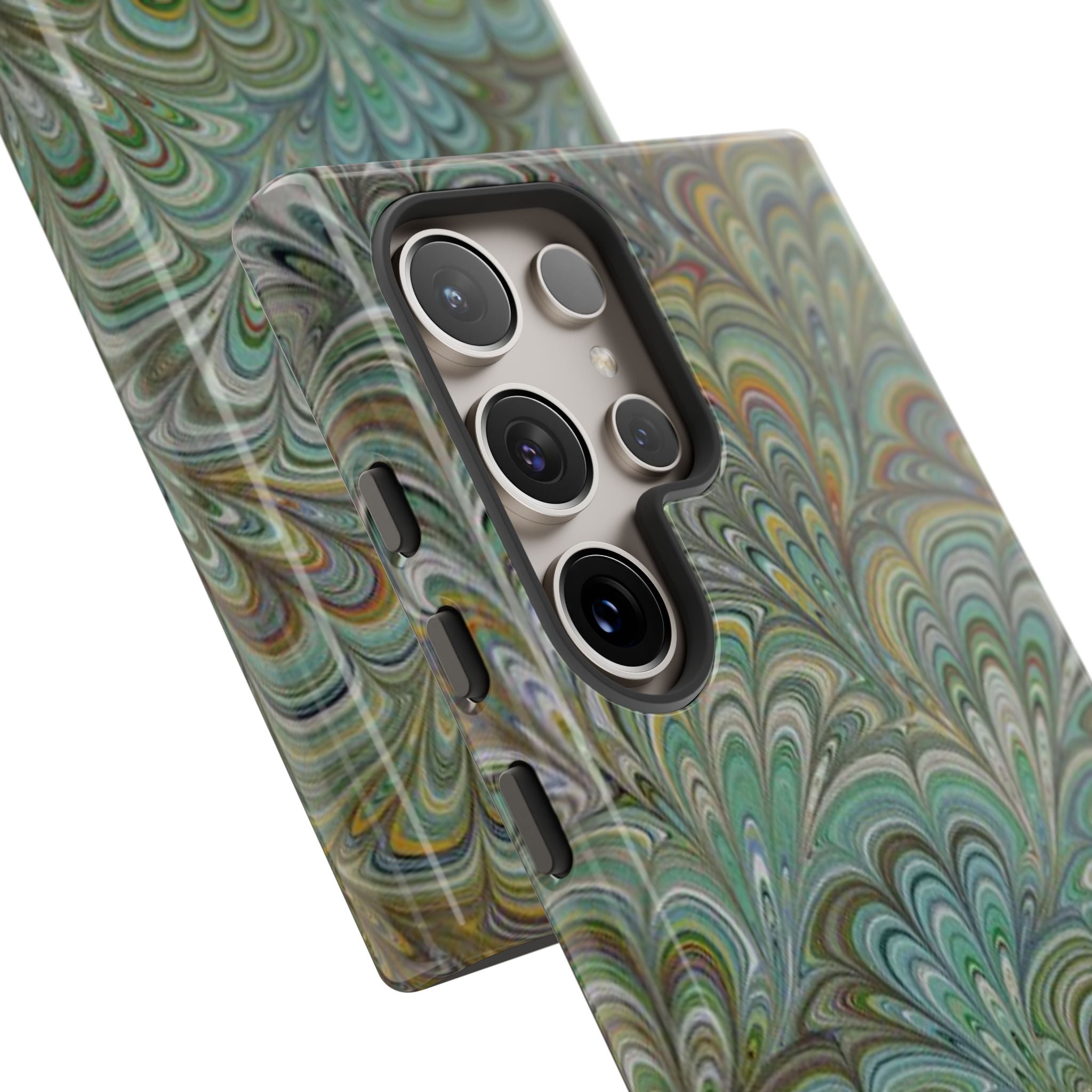 Green Peacock Marbled Phone Case — "Tough Cases" Ultra-Tough Protective Cover