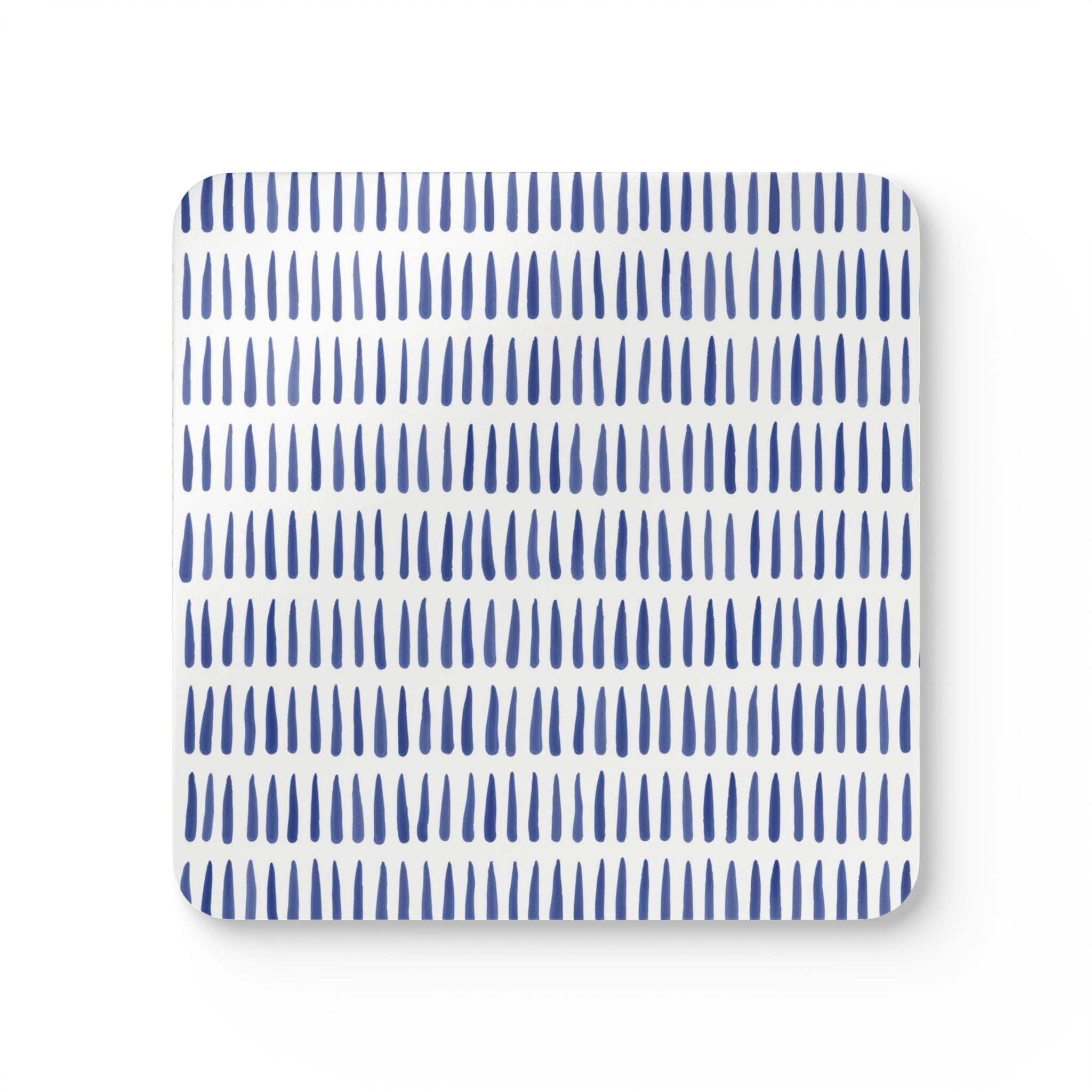 Blue Tally Pattern Cork Coaster Set - Modern Minimalist Drink Coasters (4-Pack)